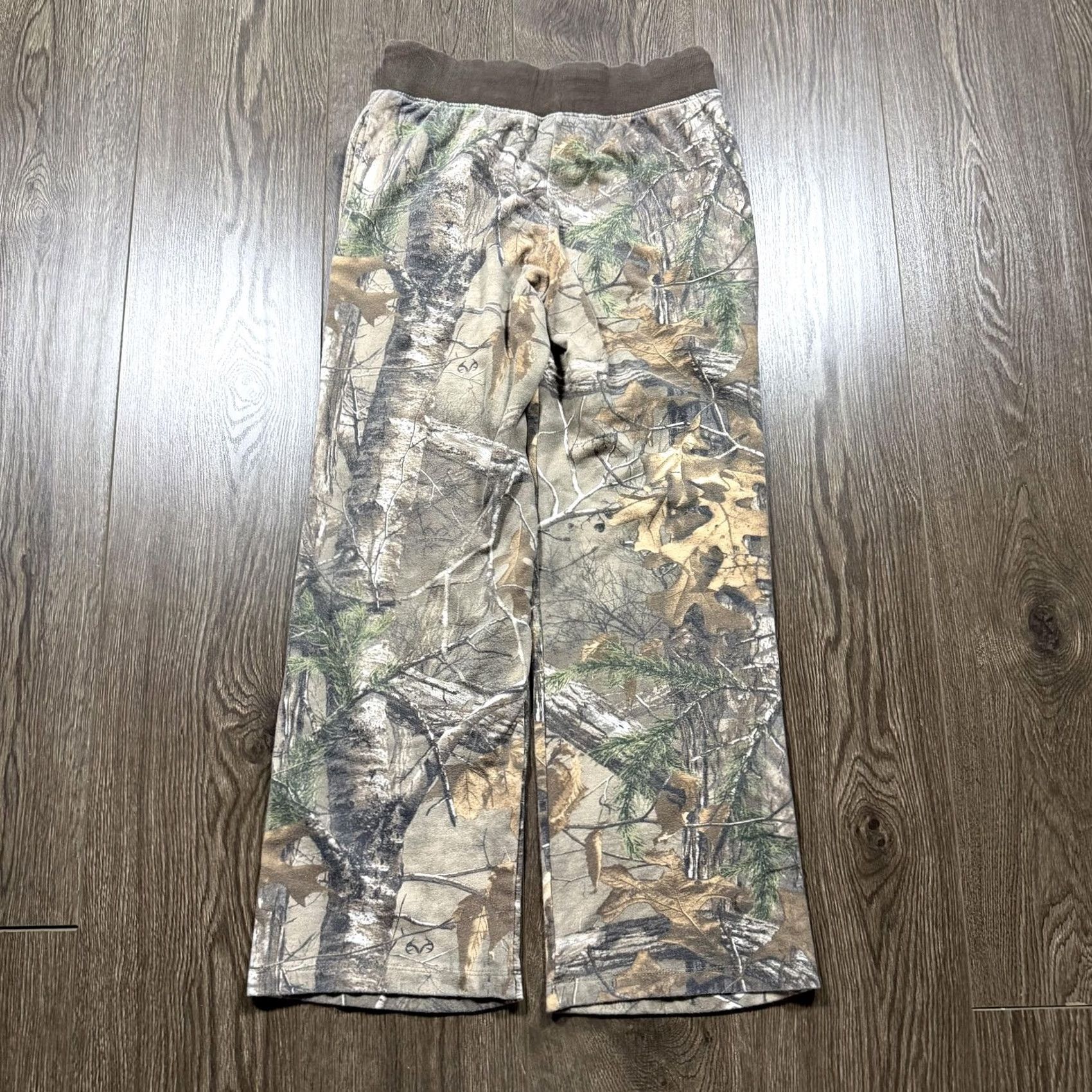 Realtree Y2K Camo Sweatpants Flare Hunting Womens Large Brown Fleece Drawstring Lounge Size 36" / US 14 / IT 50 - 4 Thumbnail