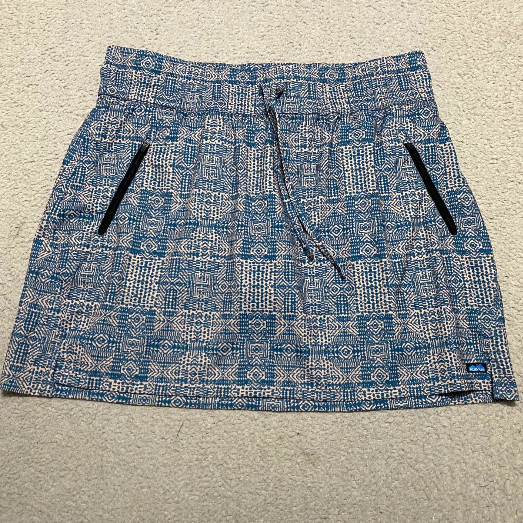 KAVU Kavu Skort Womens XL Blue Geometric Pockets Beach Mini Short Shirt Skort Womens XL Blue Geometric Pockets Beach 90s Size 40" / US 18 - 2 Thumbnail