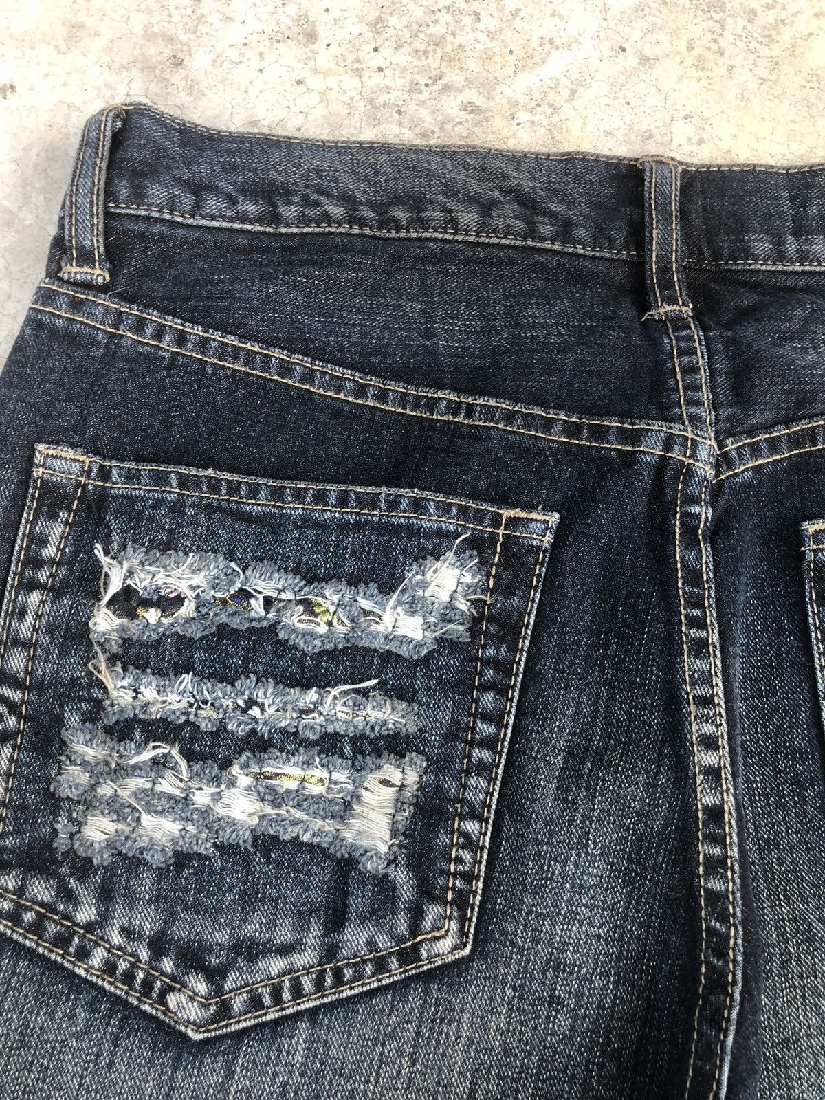 PPFM Japanese PPFM Distressed Patchwork Jeans Size US 31 - 14 Thumbnail
