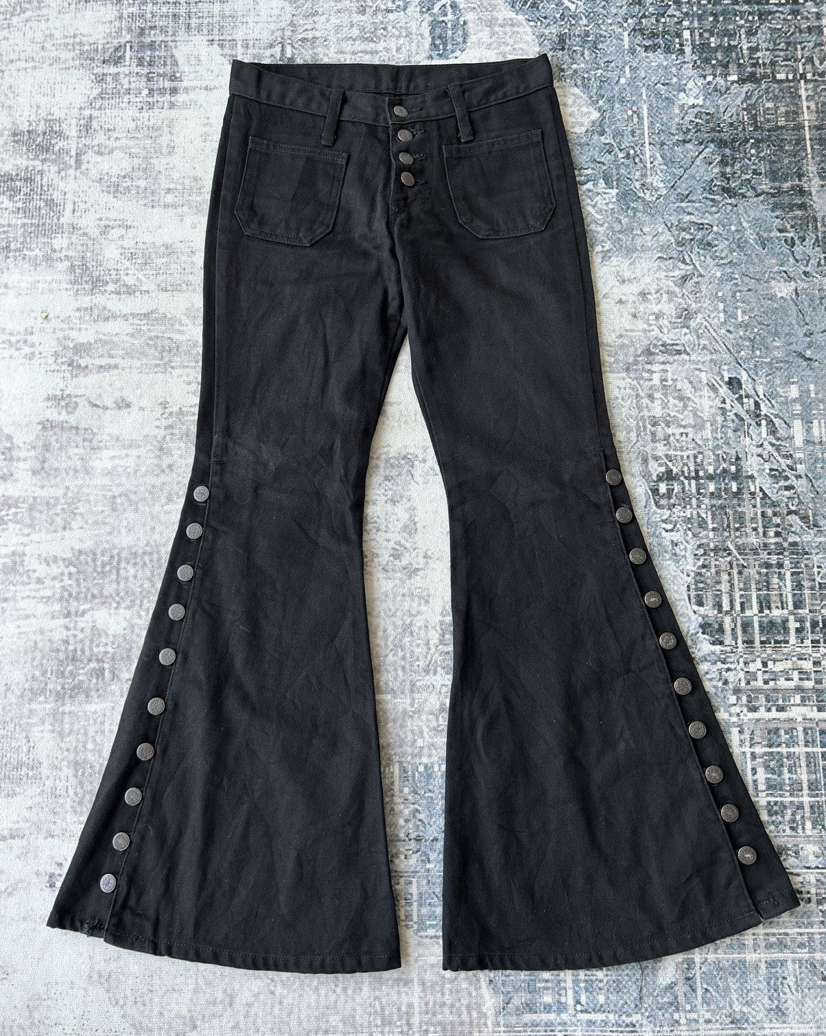If Six Was Nine Super Flared Button Punk Jeans Size US 28 / EU 44 - 1 Thumbnail