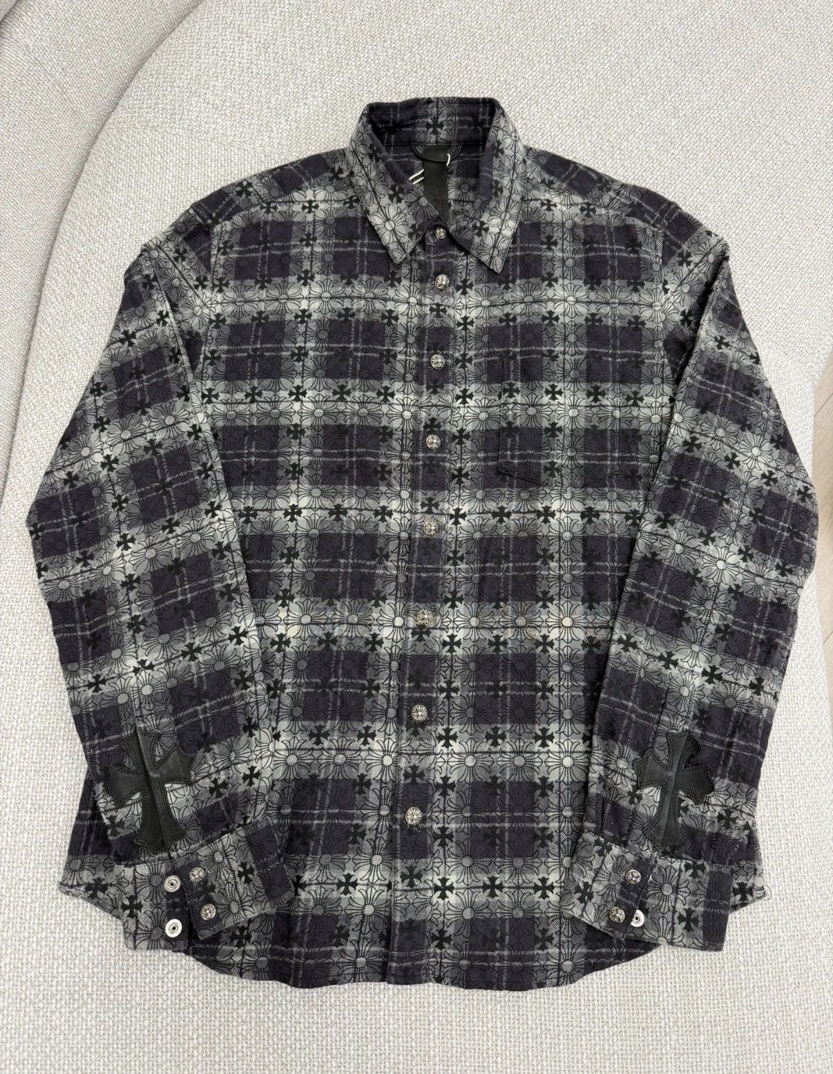 Chrome Hearts Black Grey Dark Pattern Cross Shirt