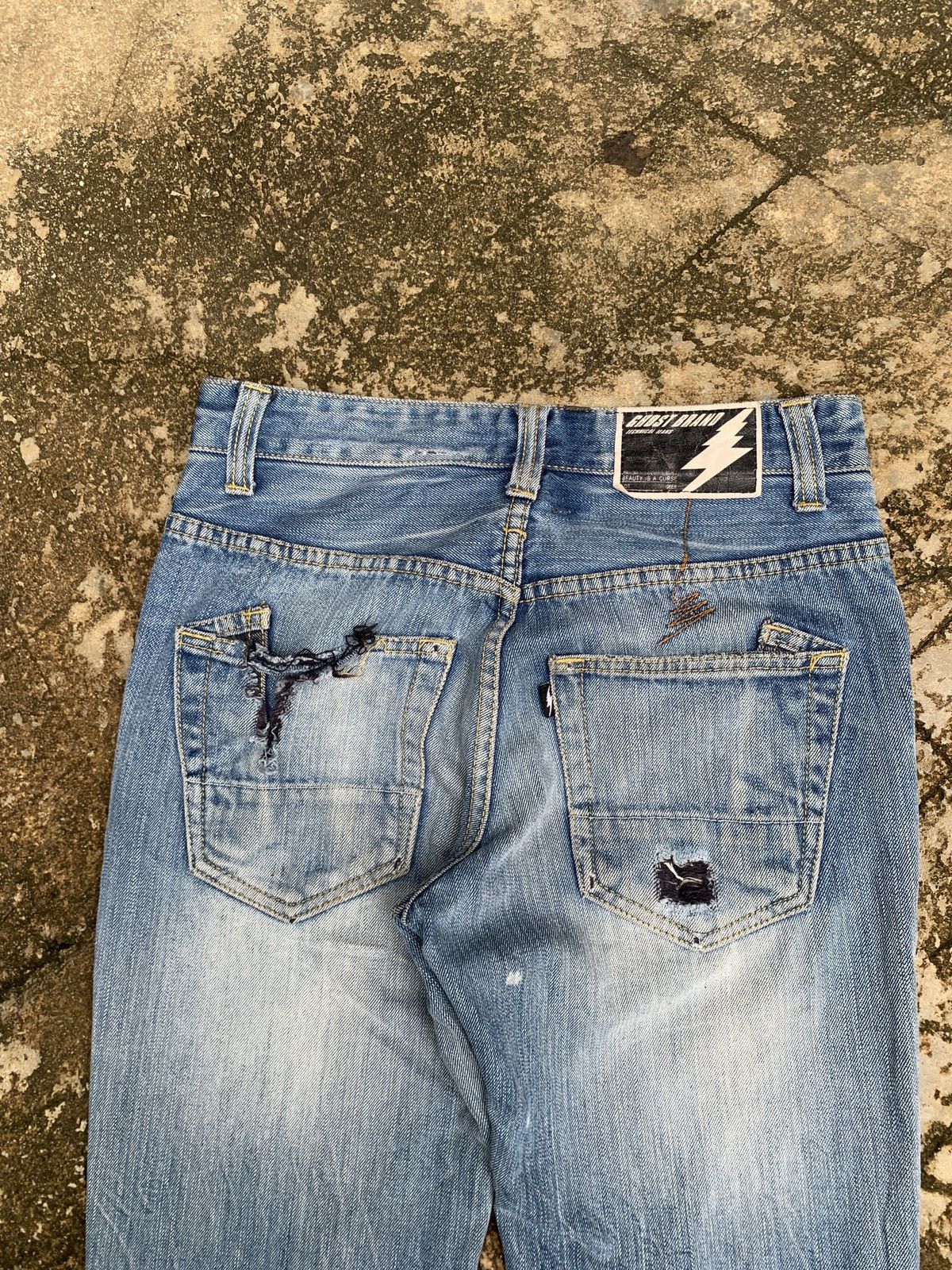 If Six Was Nine × Japanese Brand 2000s Ghost Brand Technical Disstressed Style Jeans Pants Size 29" - 4 Thumbnail