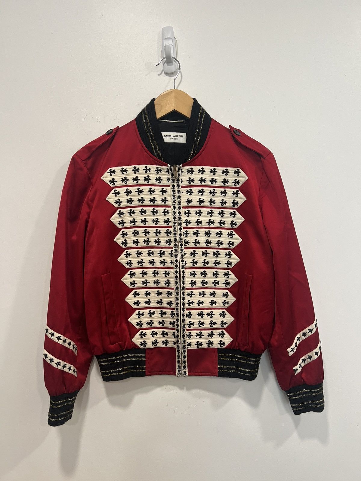 image of Saint Laurent Paris Napolean Officer Jacket in Red, Men's (Size Small)