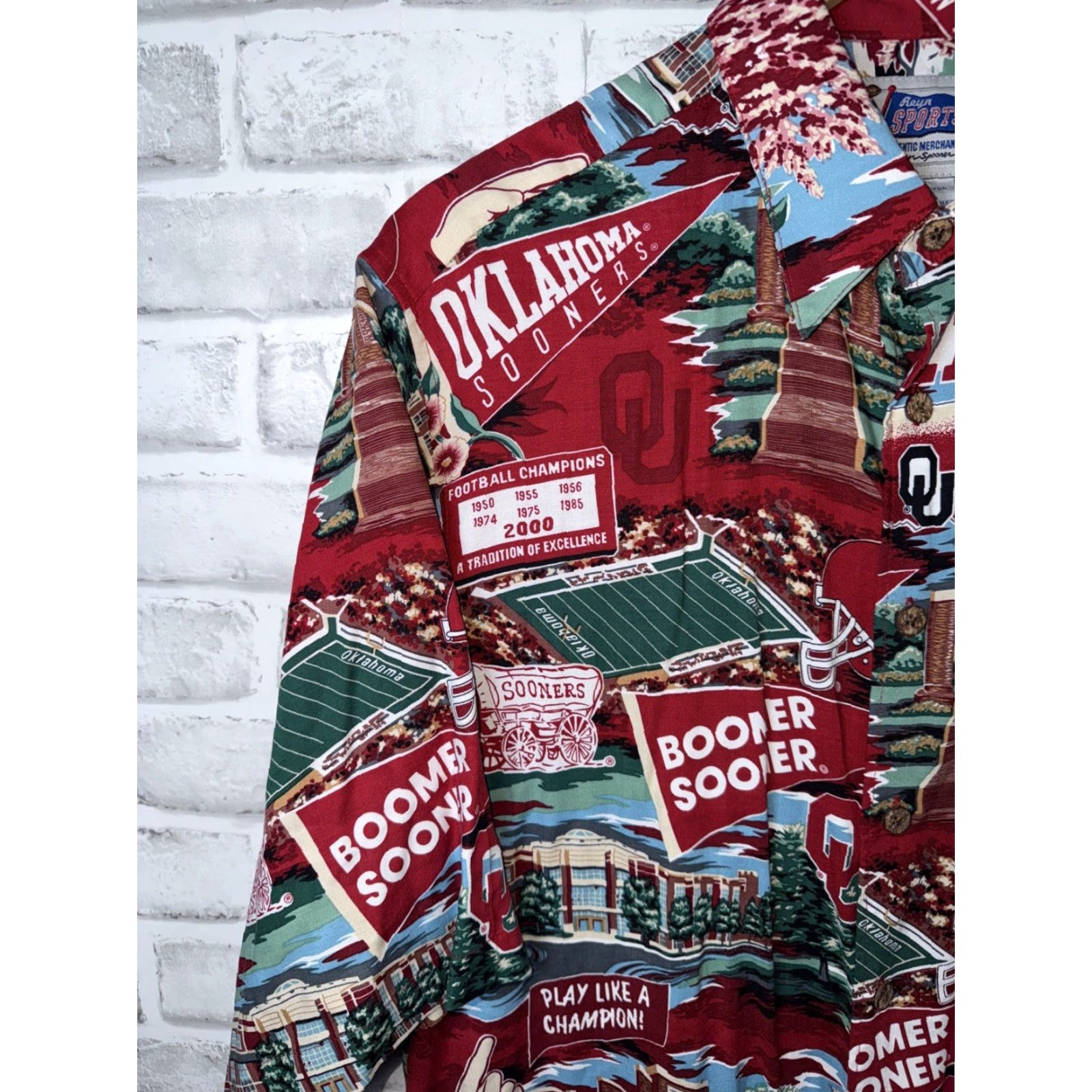 Reyn Spooner VTG Reyn Spooner Hawaiian Camp Shirt OU Football Sooners 100% Rayon M Multicolor Button-Up Short Sleeve Men Size US M / EU 48-50 / 2 - 6 Thumbnail