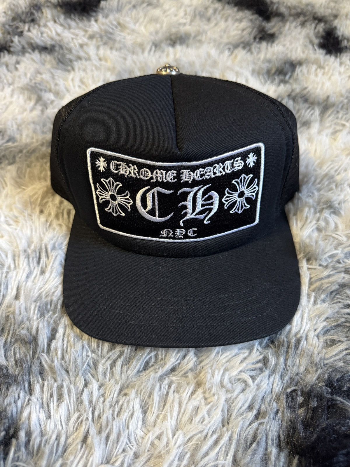 Chrome Hearts Black NYC License Plate Trucker Hat