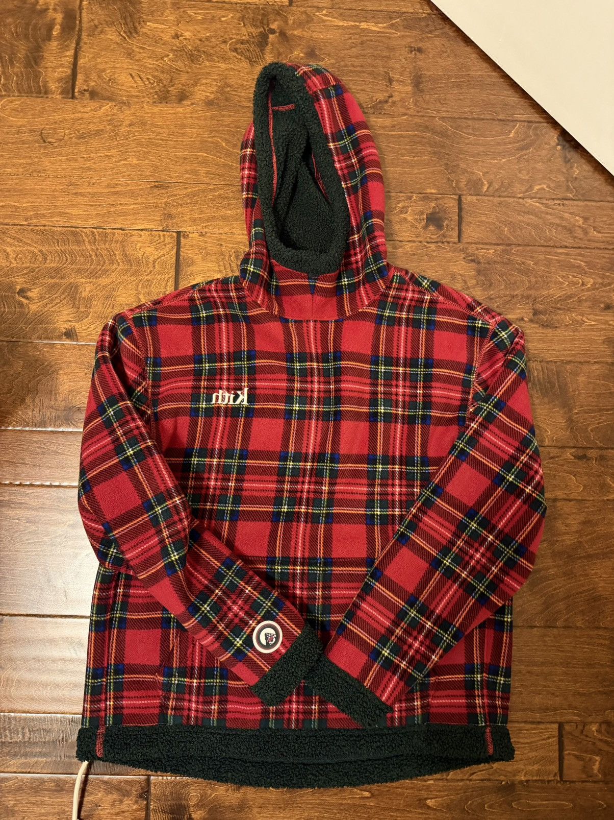 Kith Kith Plaid Sherpa Fleece Pullover Hoodie – Red – Size M Size US M / EU 48-50 / 2 - 2 Thumbnail