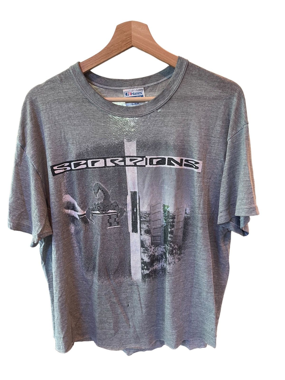 image of Band Tees x Tour Tee 1990 Scorpions World Tour T-Shirt in Grey, Men's (Size XL)