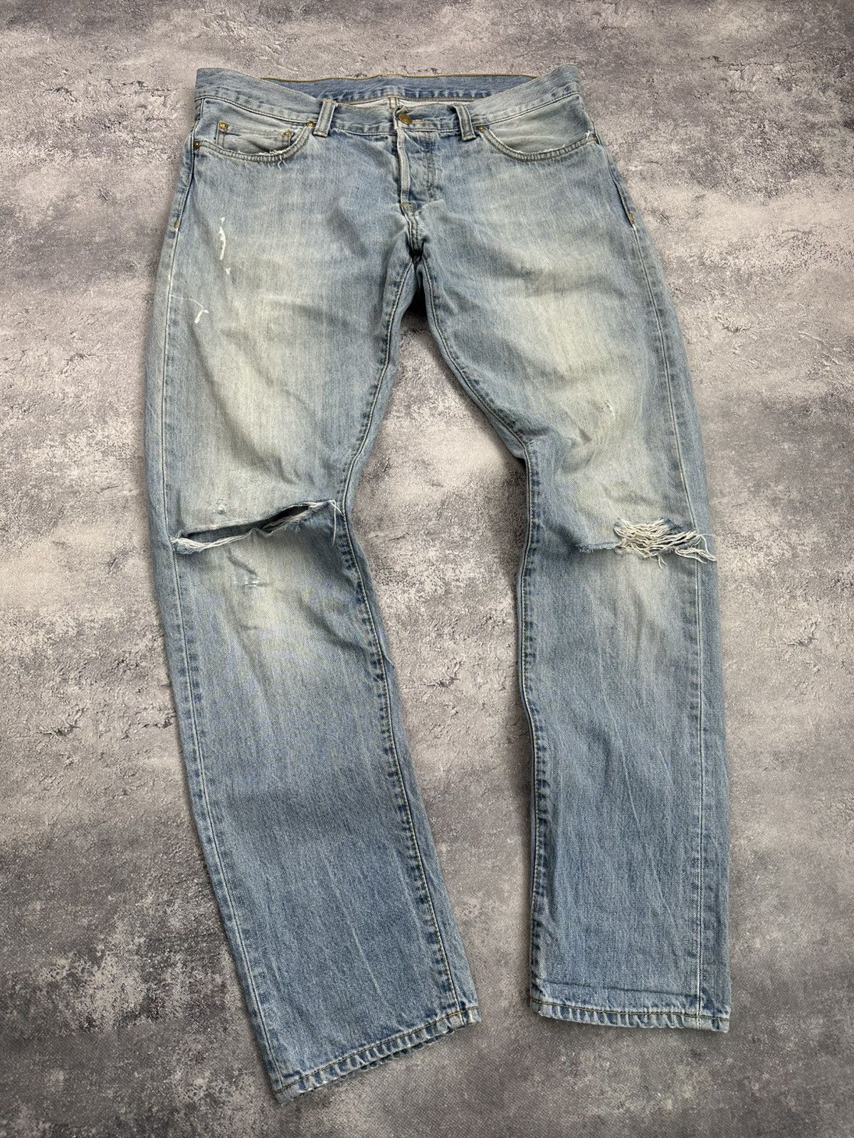 Carhartt Vintage Carhartt Thrashed Blue Crazy Faded Denim Jeans Y2K Size US 32 / EU 48 - 4 Thumbnail