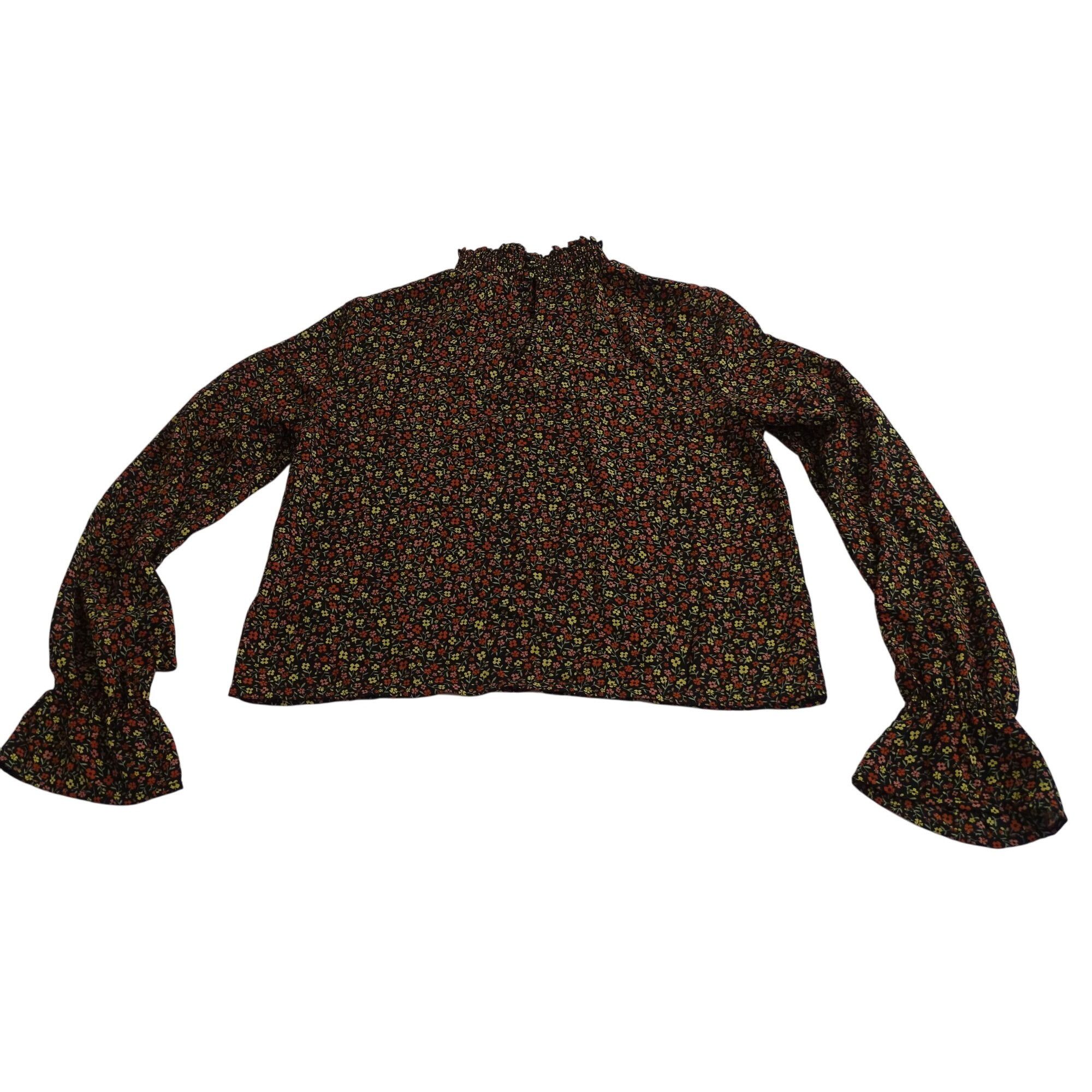 Simons Twik Par Simons Black Floral Long Sleeve Smocked High Neck Size XS / US 0-2 / IT 36-38 - 5 Thumbnail
