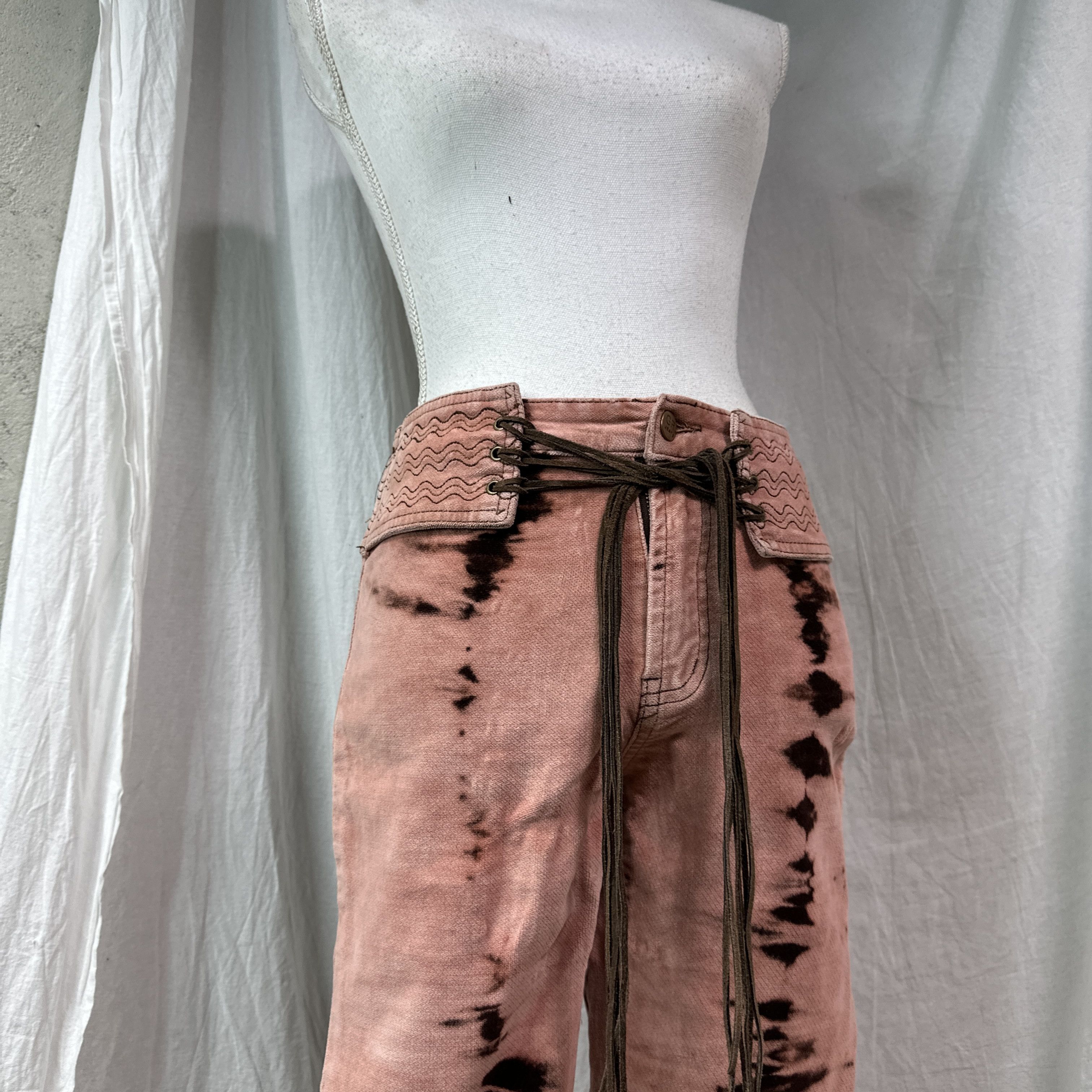 Vintage Vintage Western Velvet Printed Flared Pants 00s Size 24" / US 00 / IT 34 - 6 Thumbnail