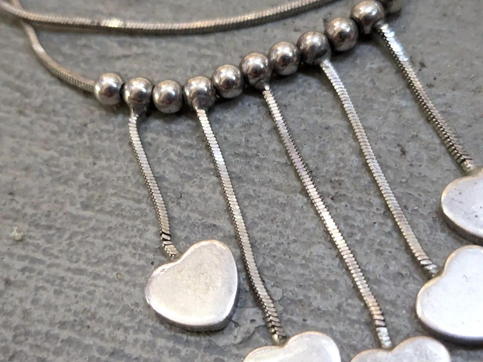 Sterling Silver Vintage Sterling Silver Necklace Hearts Chain Link 16" Y2K Size ONE SIZE - 3 Thumbnail
