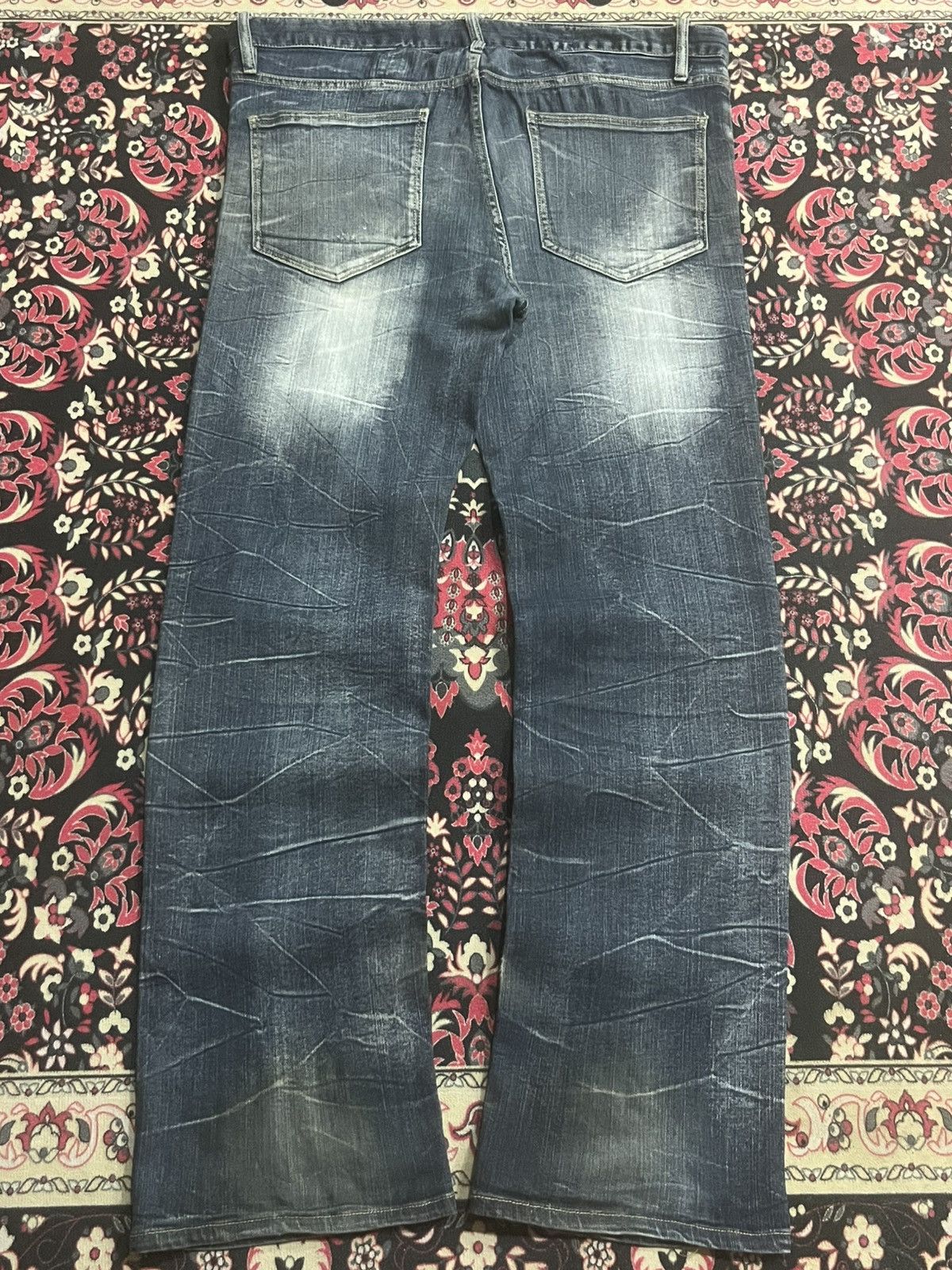Japanese Brand Vintage Japanese Brand Blue Cracked Washed Ripped Jeans Size US 36 / EU 52 - 2 Thumbnail