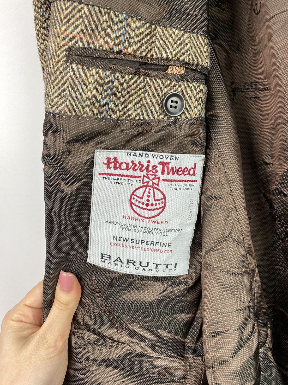 Harris Tweed Barutti Harris Tweed Herringbone wool blazer jacket Size 44R - 19 Thumbnail