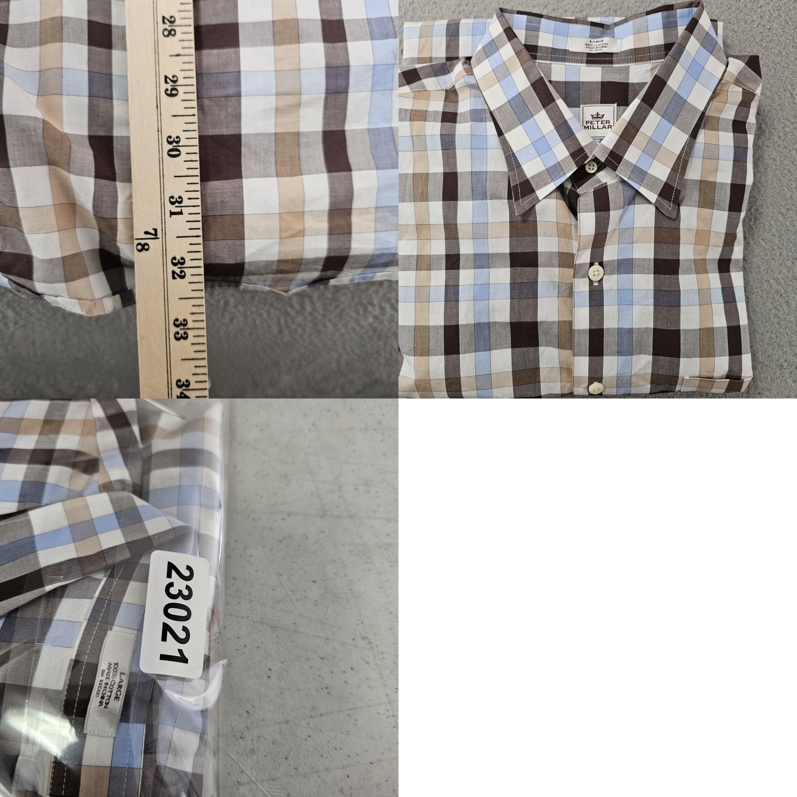 Peter Millar Peter Millar Shirt Mens Large Brown Blue Plaid Button-Down Long Sleeve Classic Size US L / EU 52-54 / 3 - 8 Thumbnail