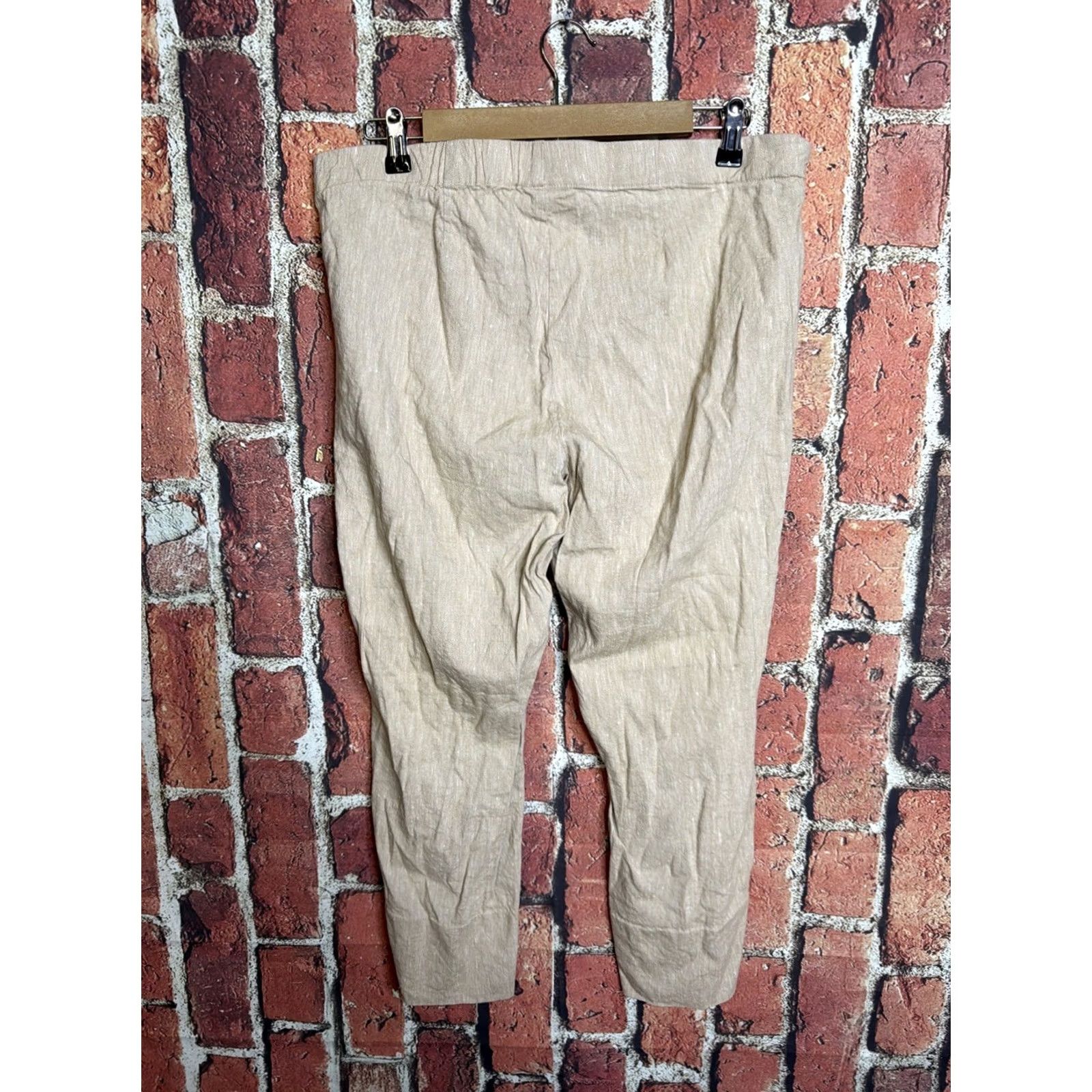 J. Jill J. Jill Linen Stretch Pants Womens Medium Tan Beige Pull On Casual Size 32" / US 10 / IT 46 - 3 Thumbnail
