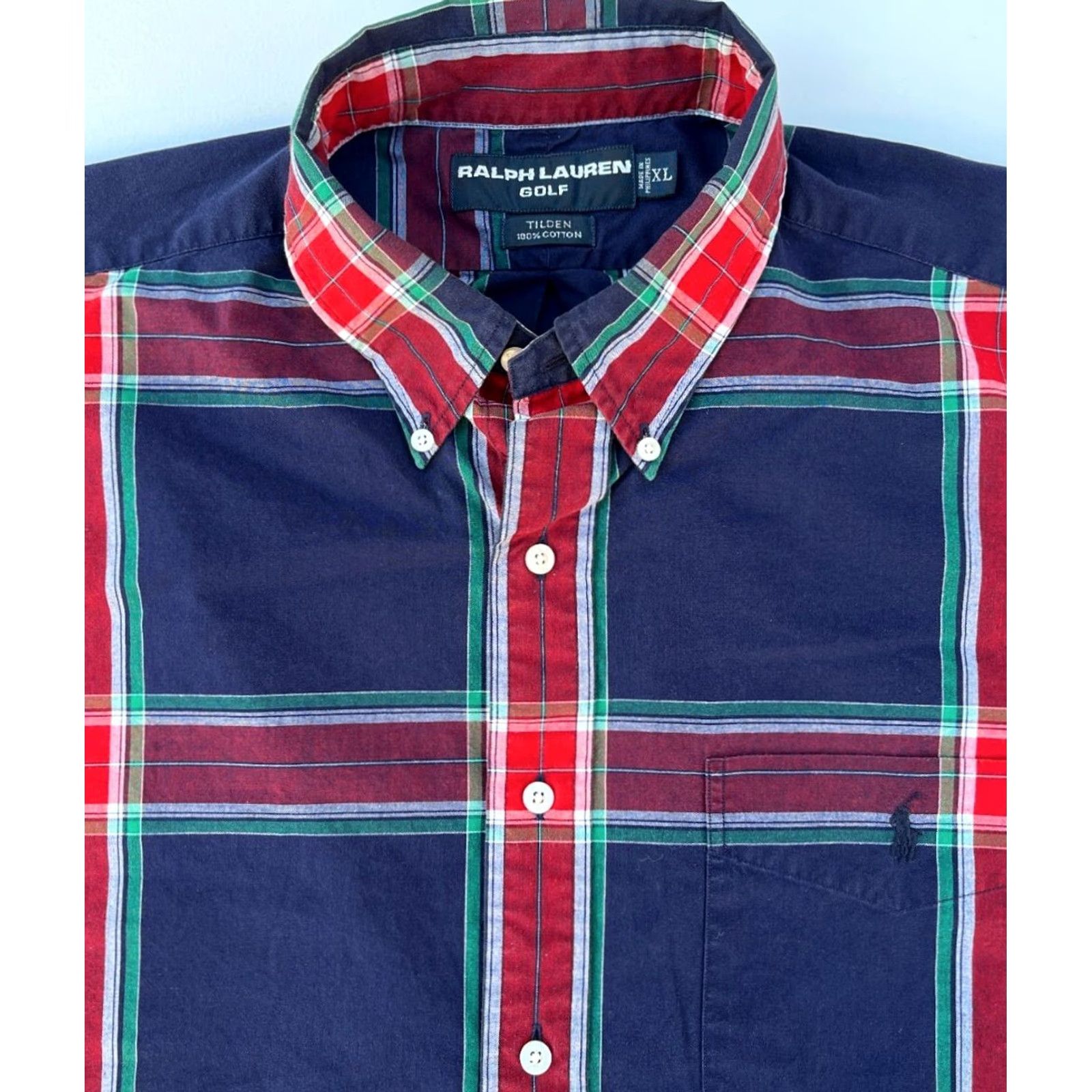 Ralph Lauren VINTAGE Ralph Lauren Golf Button-Down Shirt XL Men’s Plaid Long Sleeve Tilden Cotton Pocketed Shirt Size US XL / EU 56 / 4 - 4 Thumbnail