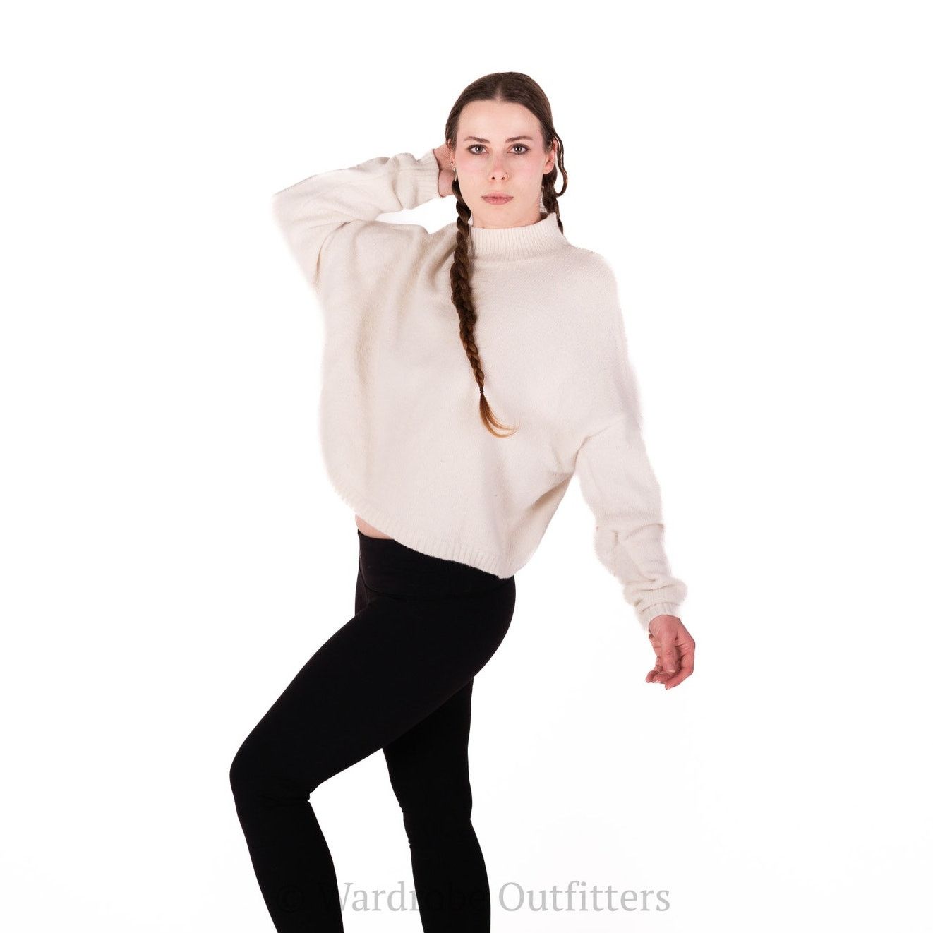 Designer Cream White Plush Long Sleeve Sweater Size S / US 4 / IT 40 - 5 Thumbnail