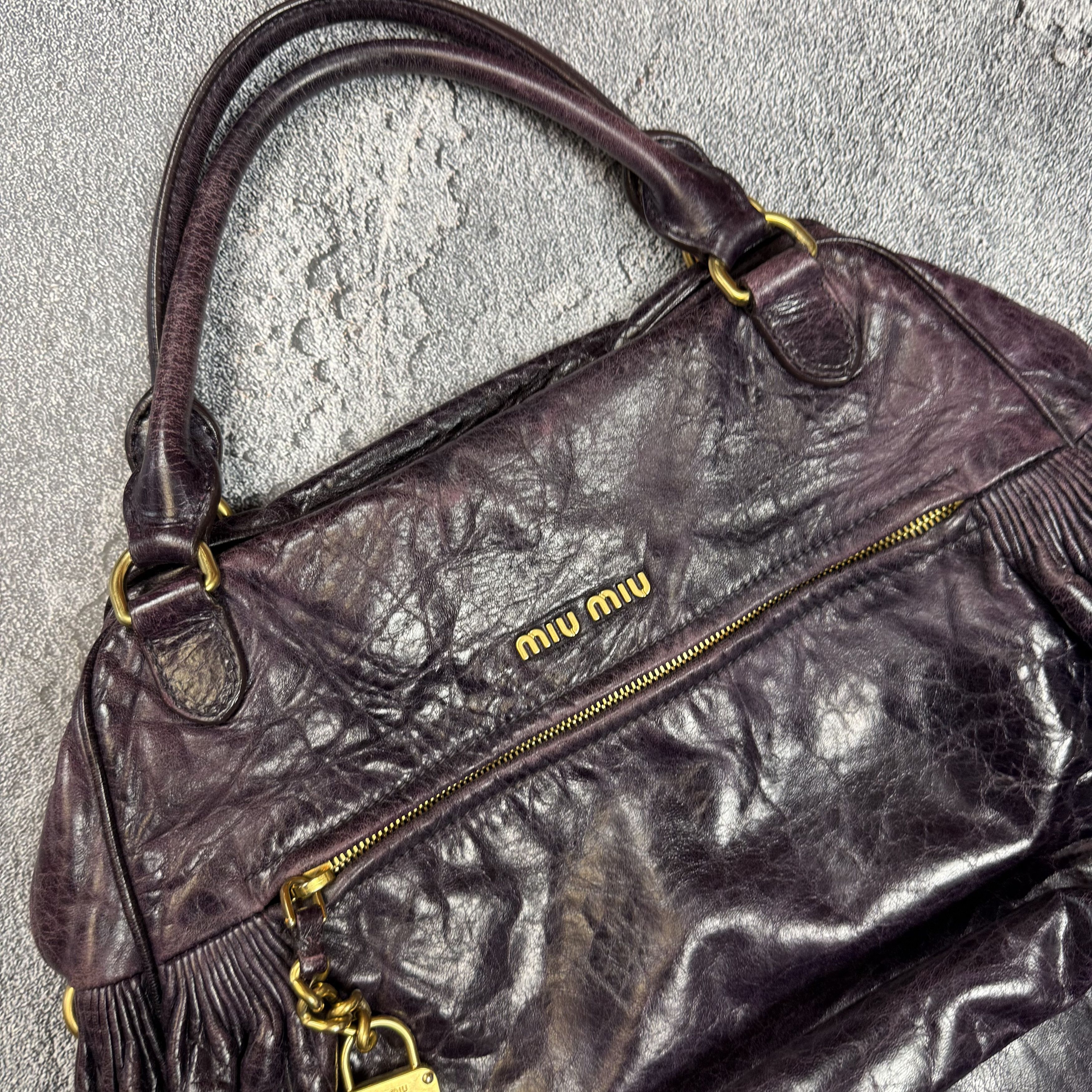 Miu Miu vintage y2k miu miu leather tote bag in violet Size ONE SIZE - 2 Thumbnail