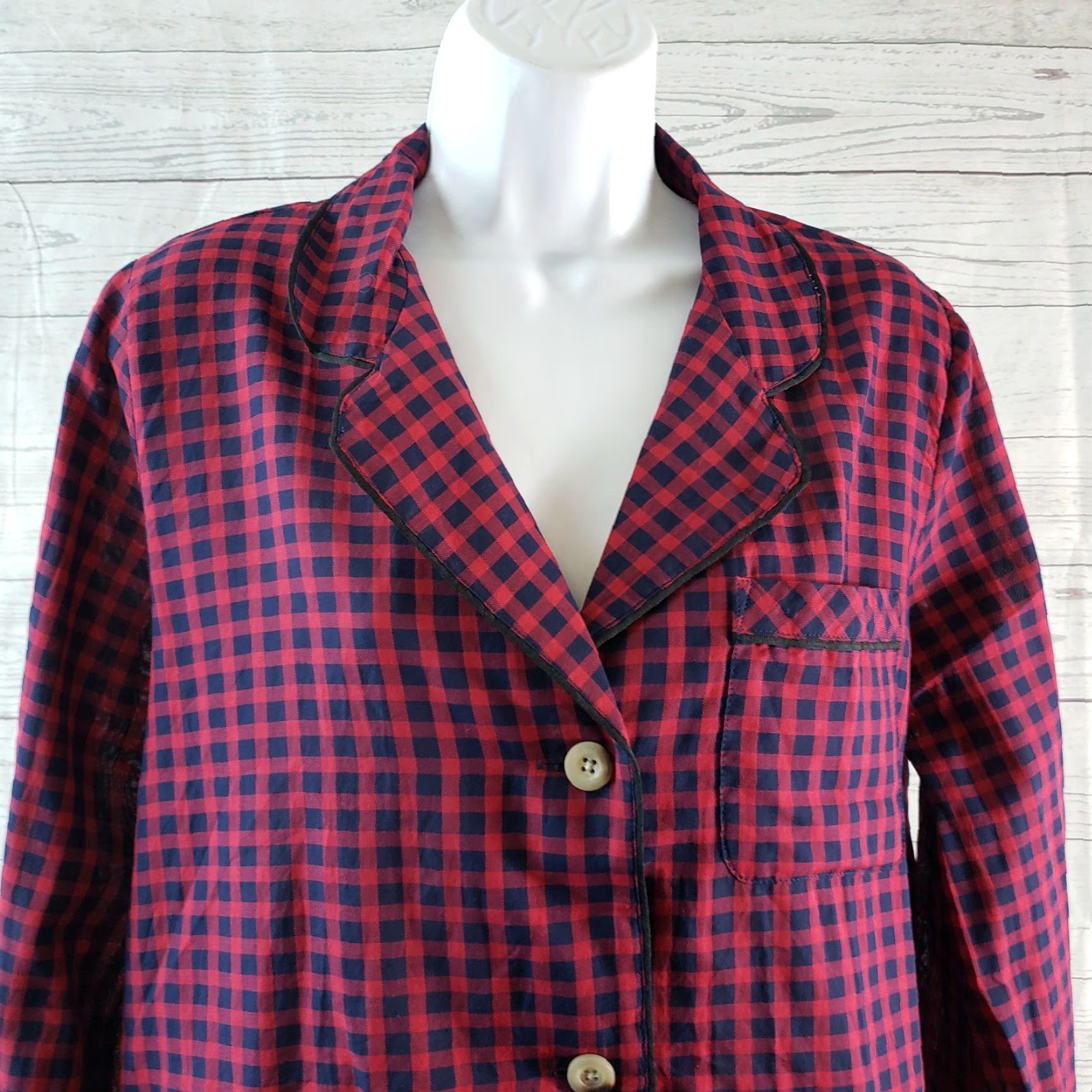 Madewell Madewell Womens Pajama Top In Gingham Check Long Sleeve Sz M Red Size M / US 6-8 / IT 42-44 - 2 Thumbnail