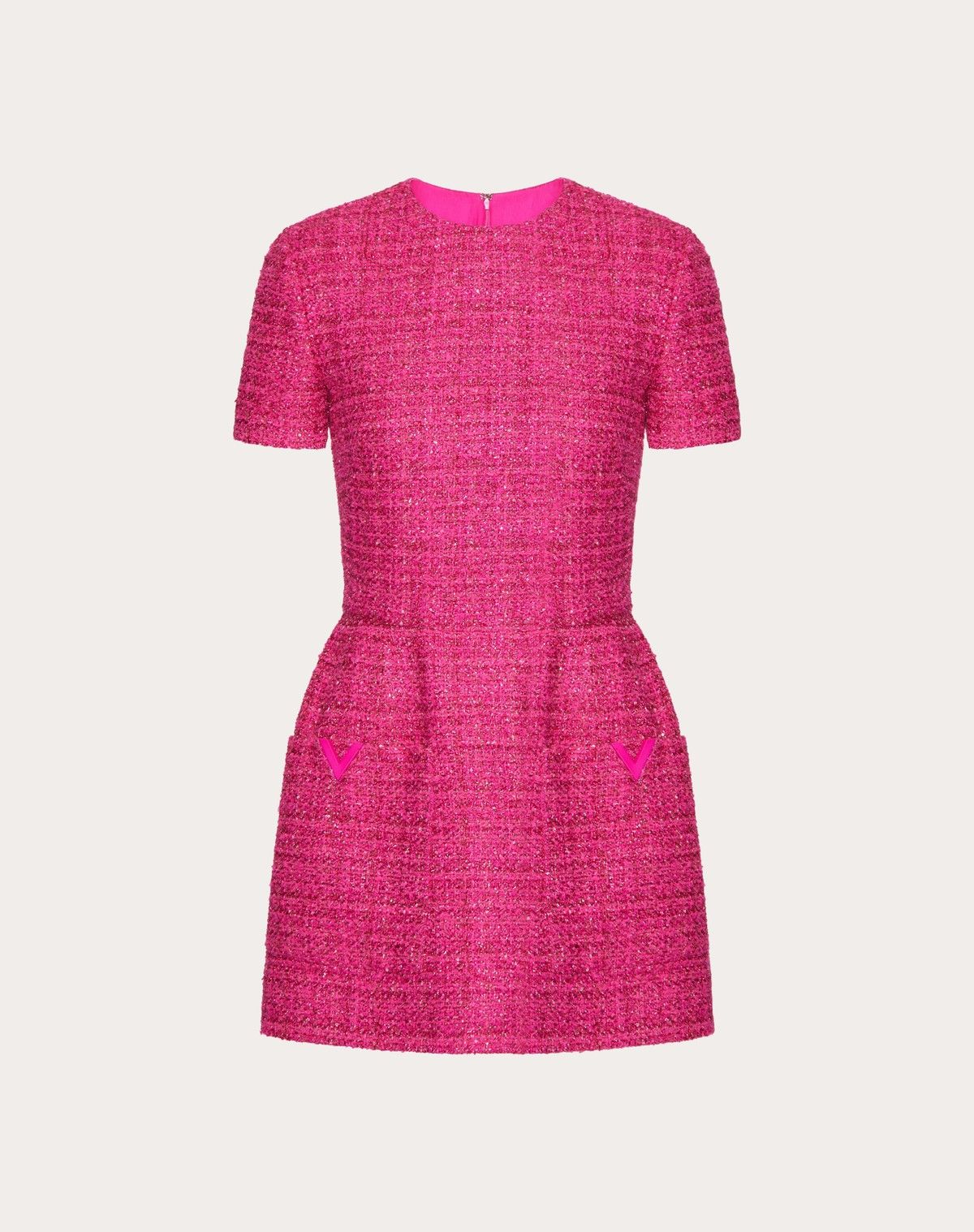 Valentino o1s1wg110525 Short Dress In Glaze Tweed Light in Pink Size S / US 4 / IT 40 - 1 Thumbnail