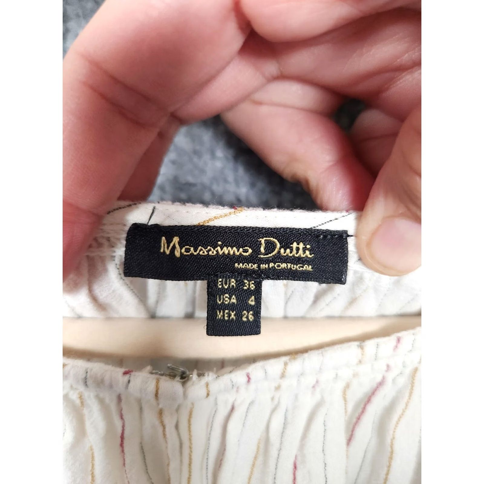 Massimo Dutti Massimo Dutti Womens 4 White Stripe Peasant Blouse Long Sleeve Boho Shirt Top Size S / US 4 / IT 40 - 4 Thumbnail