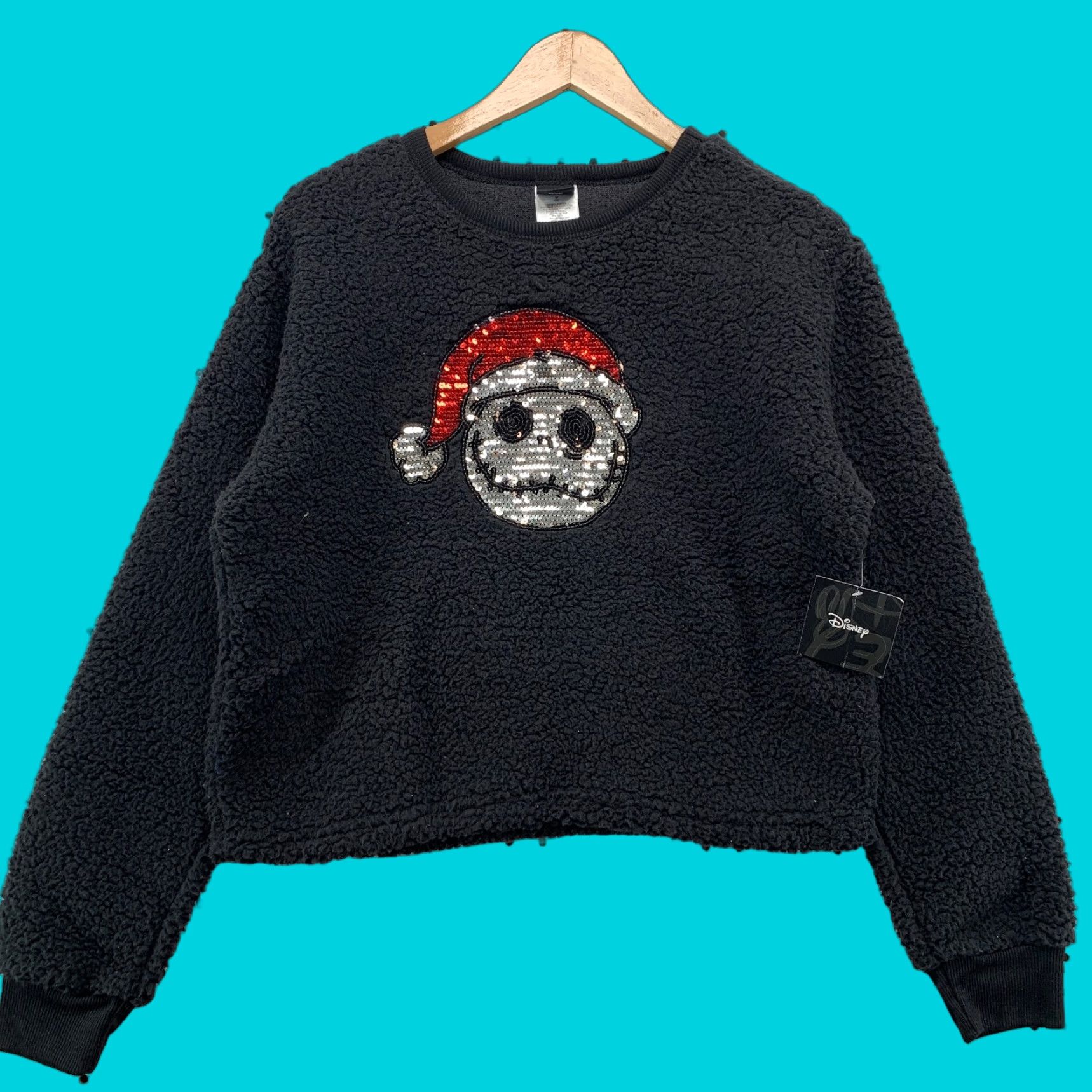 VINTAGE New Disney Nightmare Before Christmas Fleece Sherpa Sweater Womens Medium 21x22 main image 5