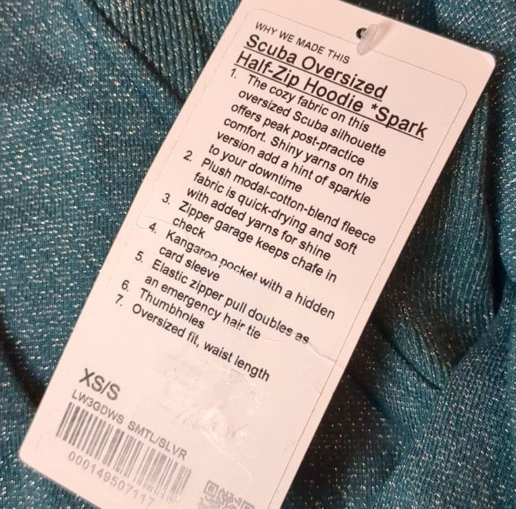 Lululemon Lululemon teal/silver scuba oversize half zip hoodie sz XS/S Size XS / US 0-2 / IT 36-38 - 7 Thumbnail