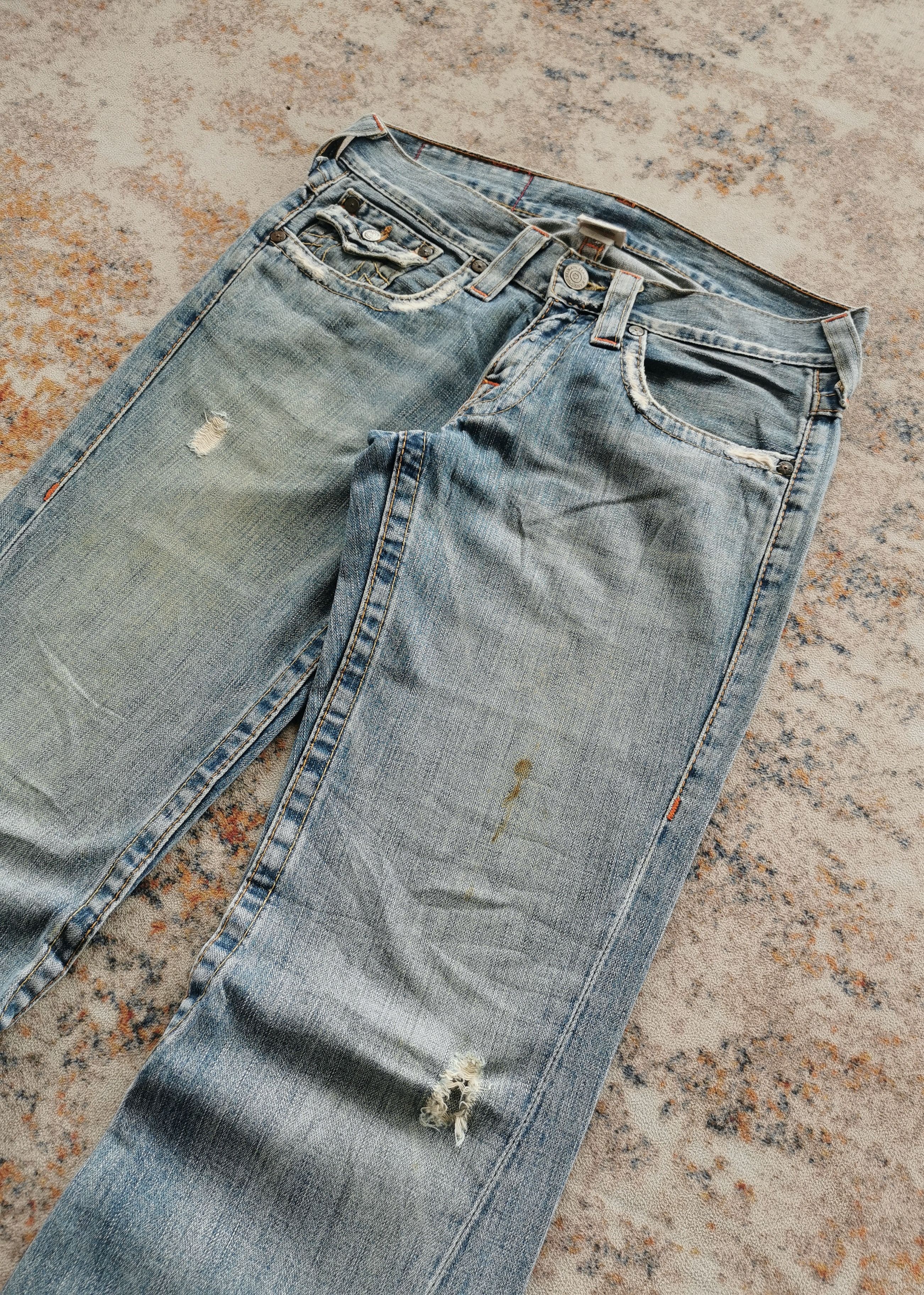 Vintage TRUE RELIGION Flared Distressed Jeans
