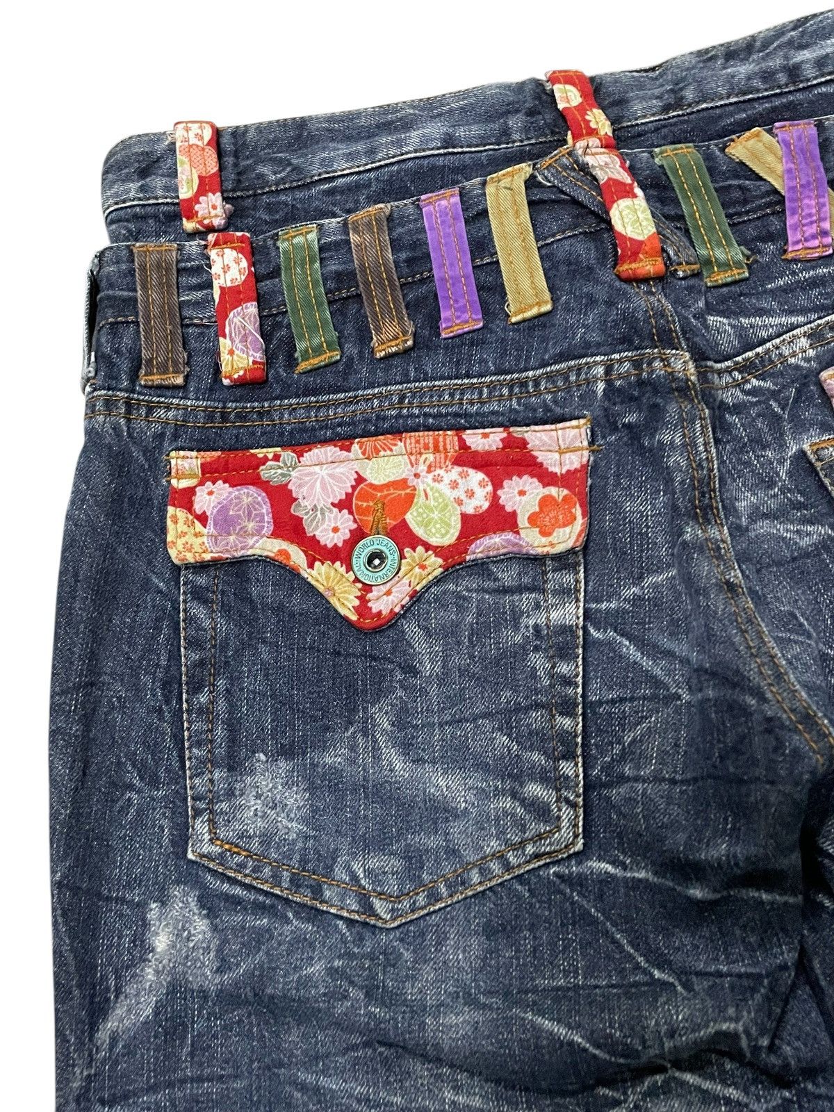 Hysteric Glamour × Japanese Brand Nylaus Japan Cracked Shadow Wash Double Waist Jeans Size US 30 / EU 46 - 21 Thumbnail