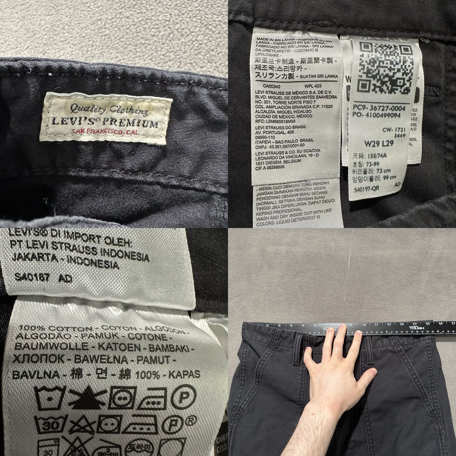Levi's Levi's Premium Ribcage Straight Pants Womens 29 Black Utility Pocket Size 29" - 8 Thumbnail