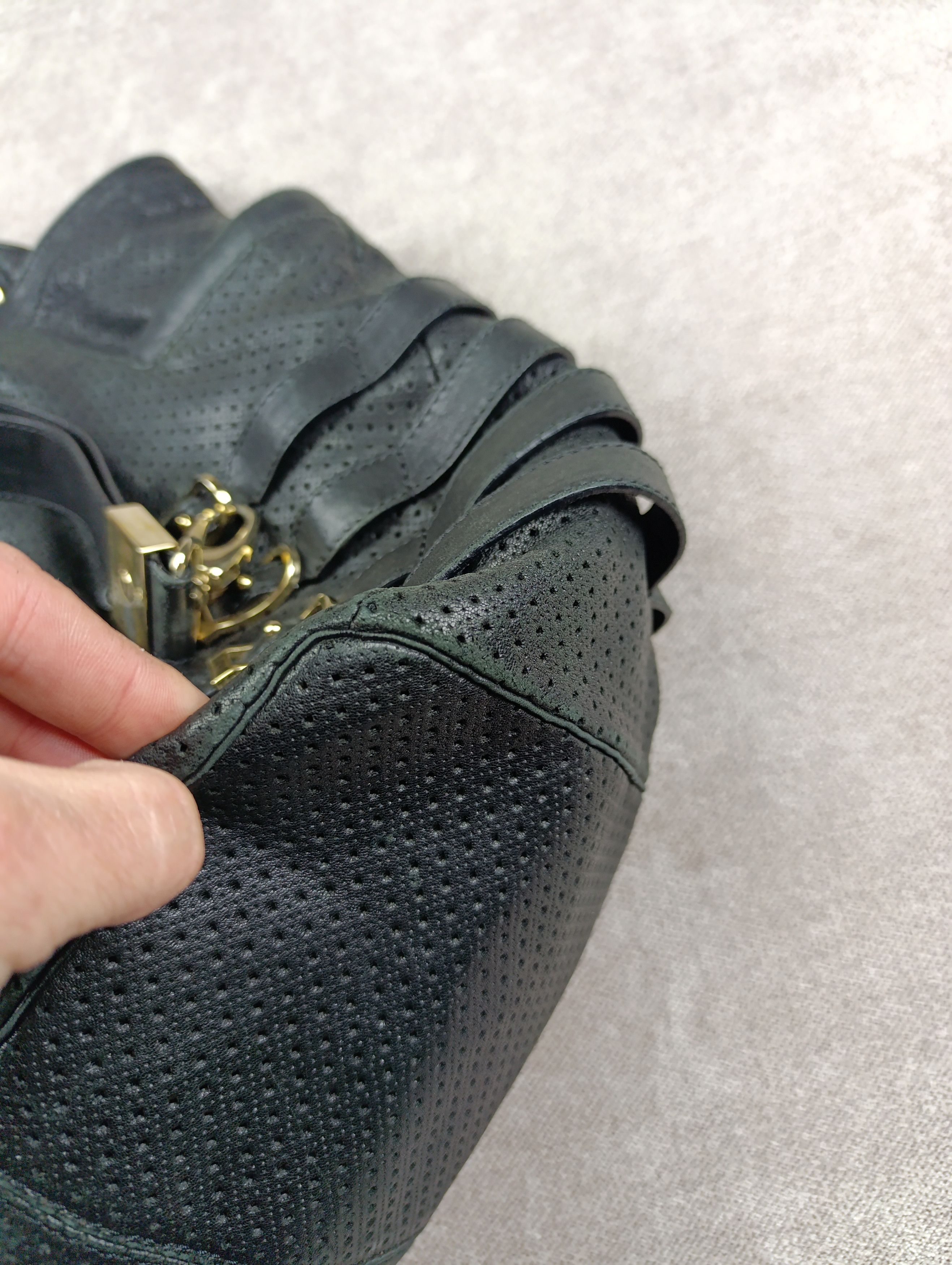 Jimmy Choo Jimmy Choo Black Perforated Leather Gold Hardware Bree Bag Size ONE SIZE - 7 Thumbnail
