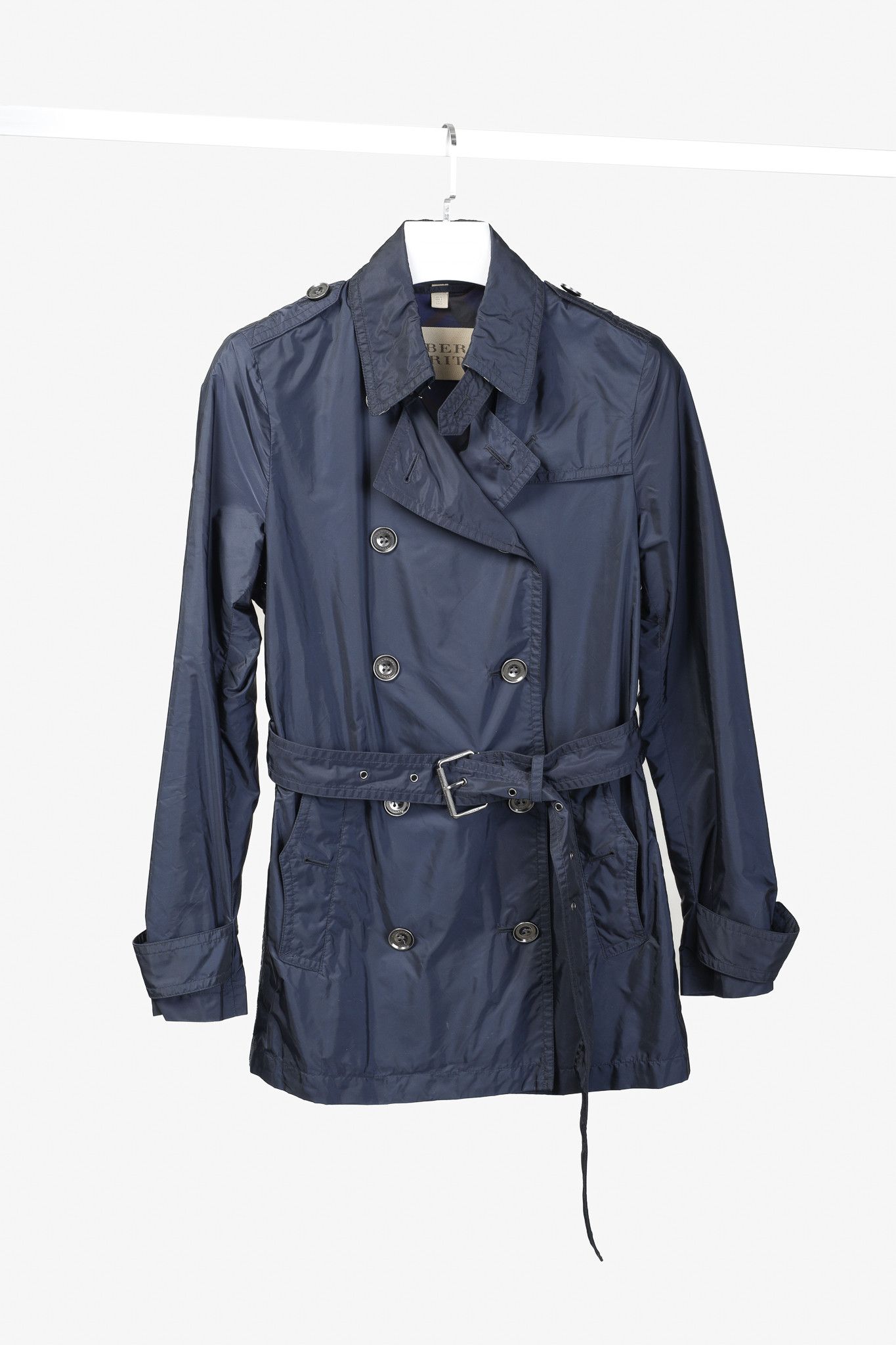 Burberry Burberry Brit Navy Double-Breasted Belted Short Rain Coat Size M / US 6-8 / IT 42-44 - 1 Thumbnail
