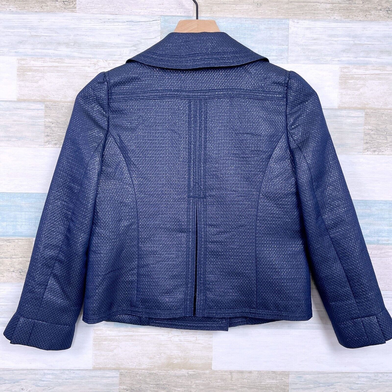 Juicy Couture Juicy Couture Glitter Crop Blazer Blue Wool Silk Pleated 2 Size XS / US 0-2 / IT 36-38 - 3 Thumbnail