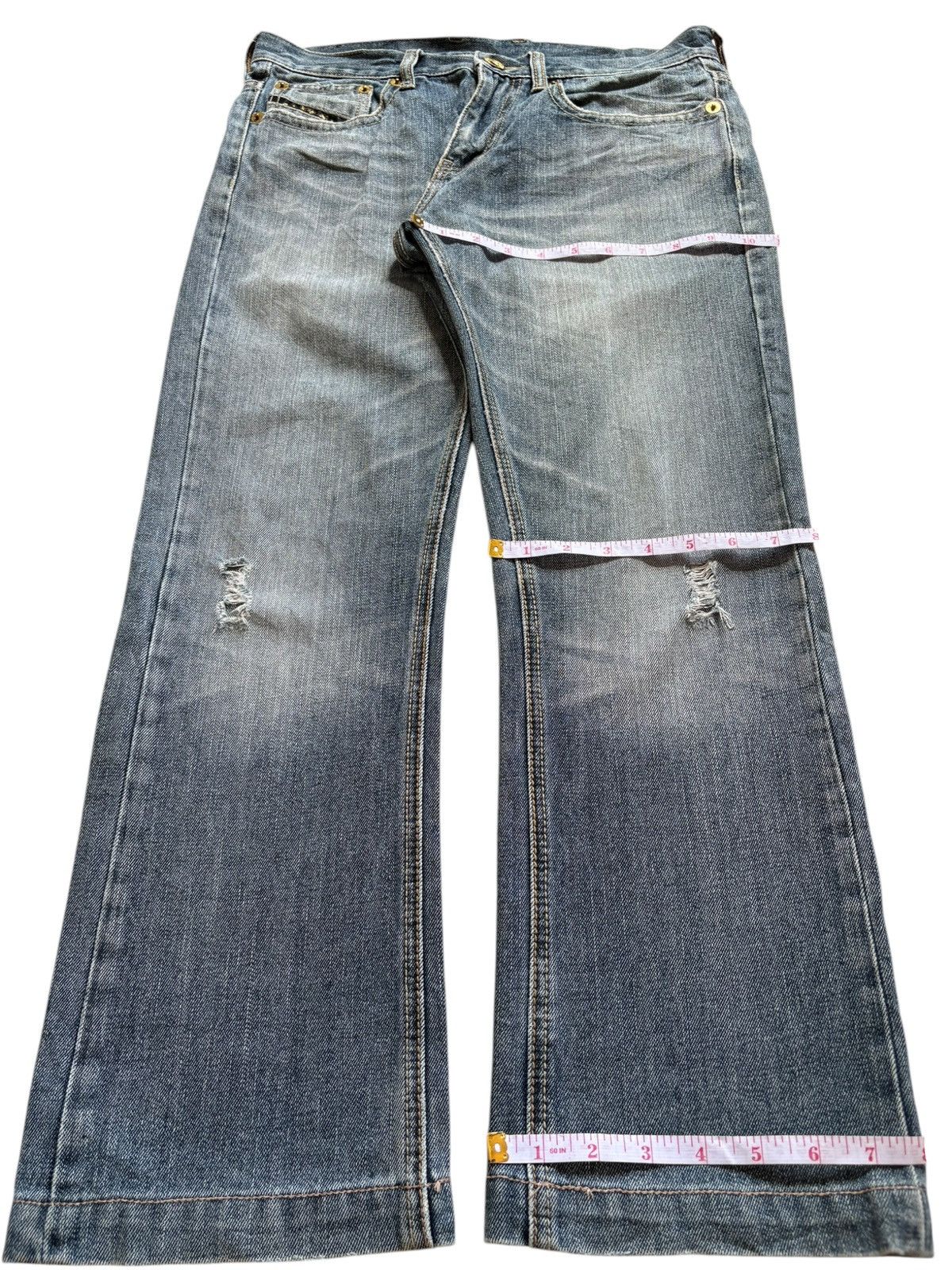 Japanese Brand Vintage Japanese Brand Faded Wash Distressed Bootcut Jeans Size US 32 / EU 48 - 14 Thumbnail