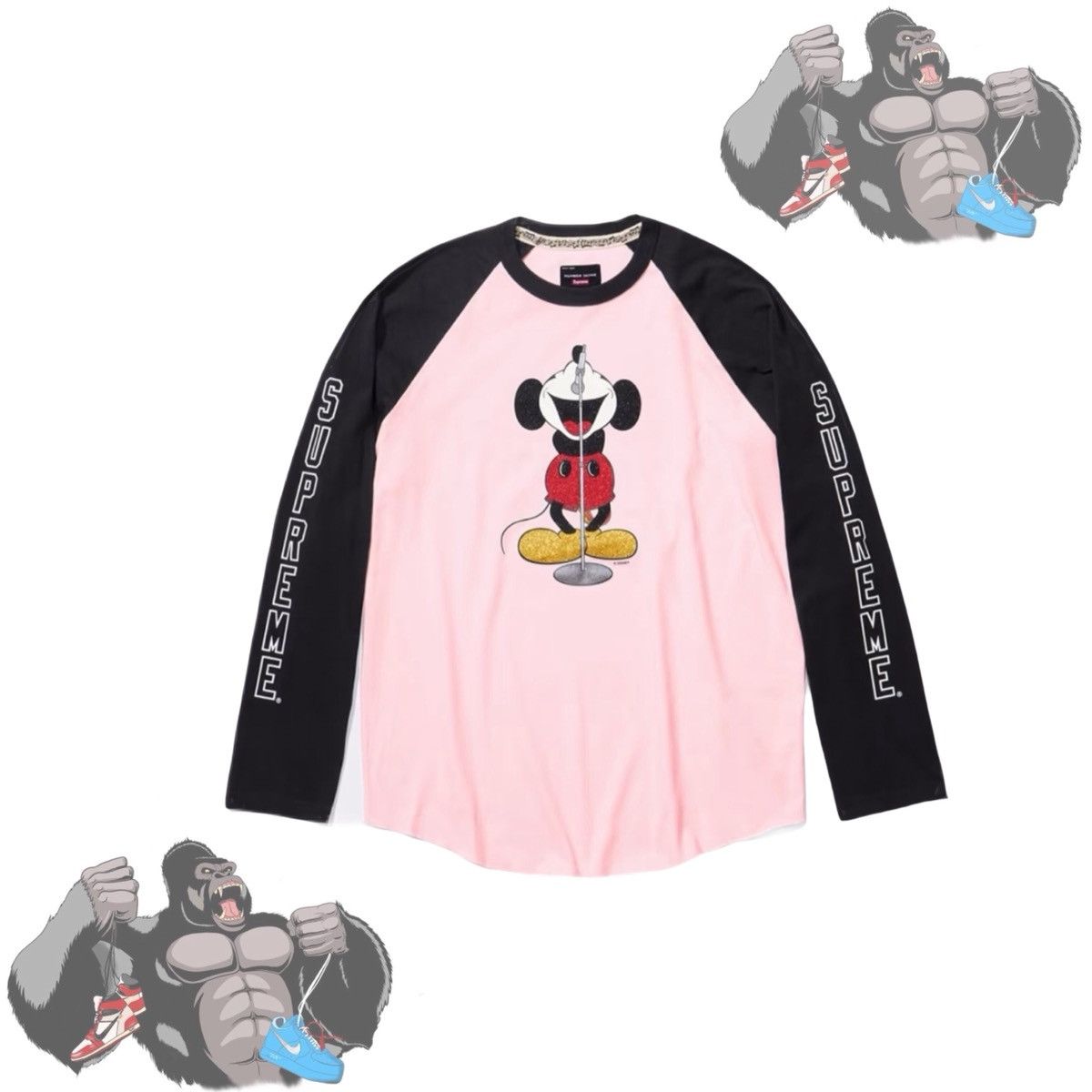 Supreme numbernine Raglan L/S Mickey M トップス supreme Mickey