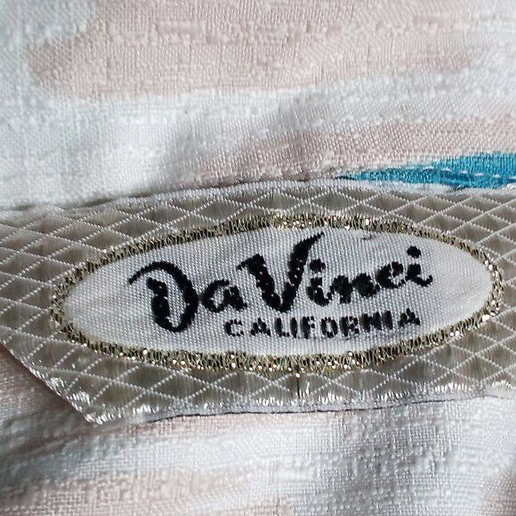 Vintage Da Vinci Fish Pattern Polyester Disco Shirt