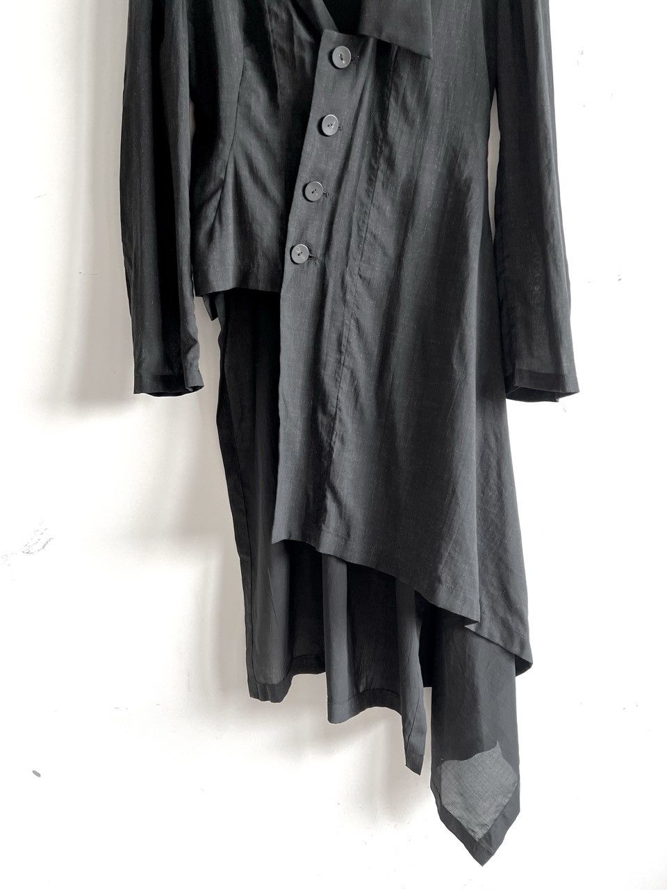 Yohji Yamamoto Yohji Yamamoto Femme - Tencel Asymmetric Long Shirt Jacket Size S / US 4 / IT 40 - 5 Thumbnail