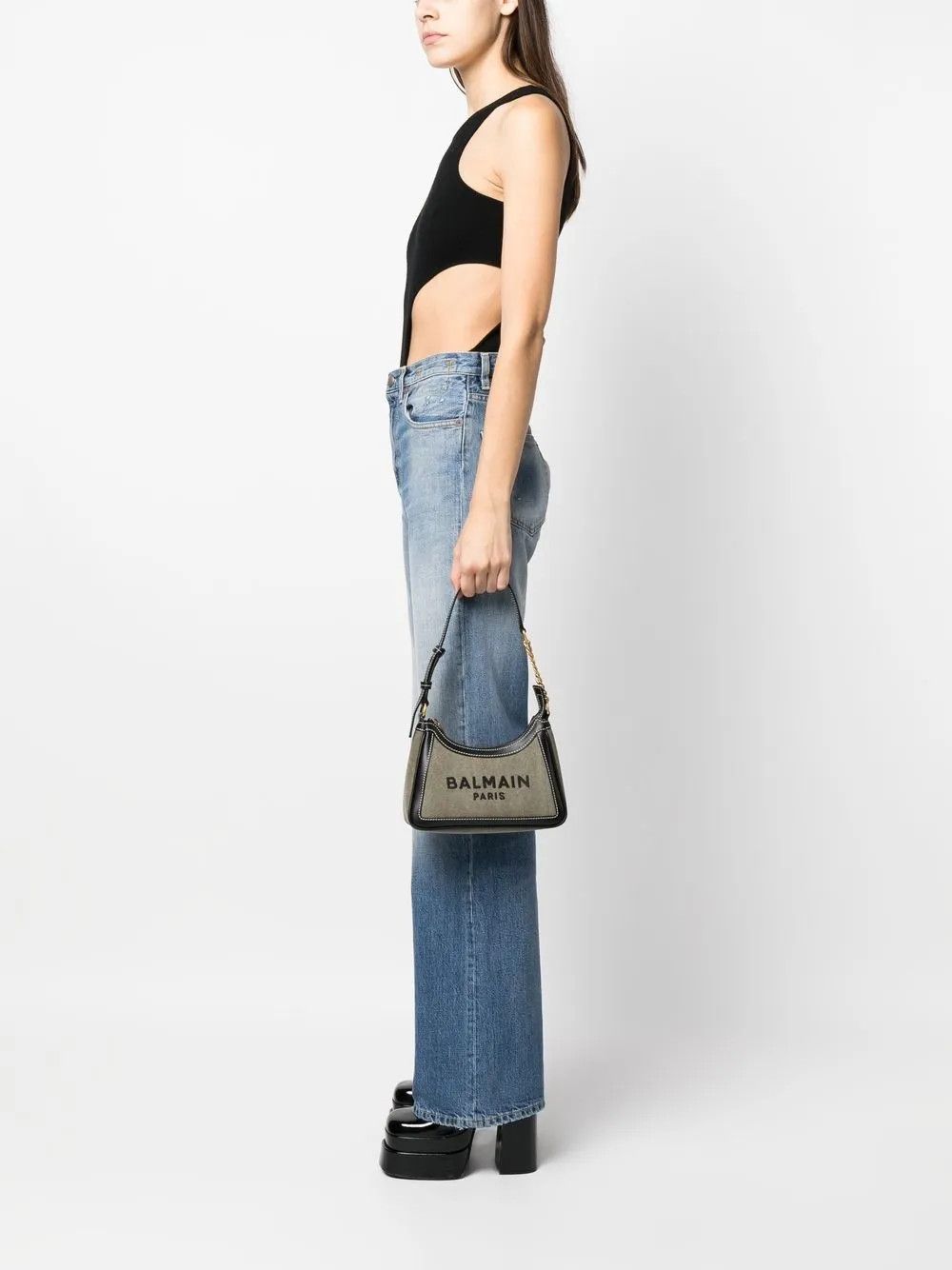 Balmain o1s1wg111225 Size:OS/ B-Army Shoulder Bag in Khaki Green Size ONE SIZE - 5 Thumbnail
