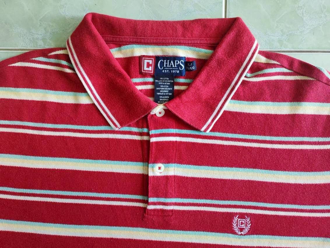 Chaps Ralph Lauren Vintage 90s Chaps Ralph Lauren Polo Shirt Red Striped XL Size US XL / EU 56 / 4 - 2 Thumbnail