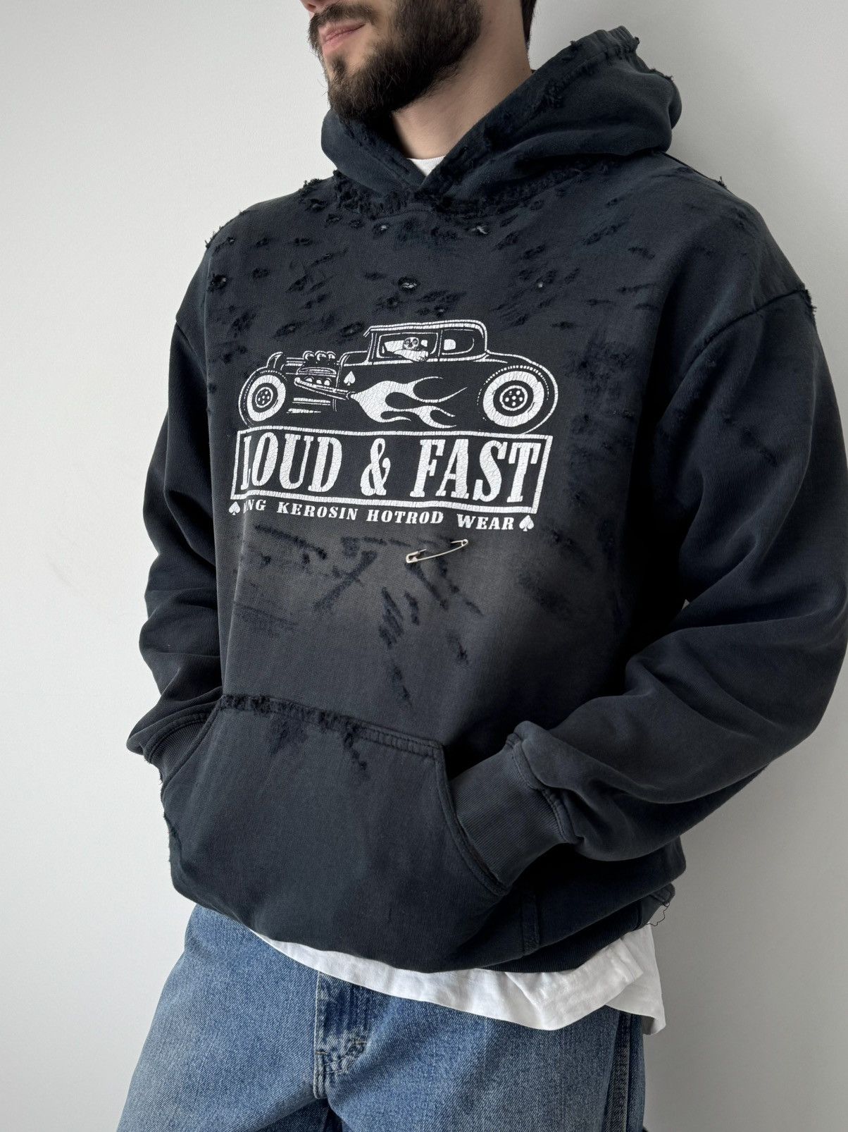 Vintage Vintage 00s Art Racing Thrashed Destroyed Faded Hoodie Size US L / EU 52-54 / 3 - 2 Thumbnail