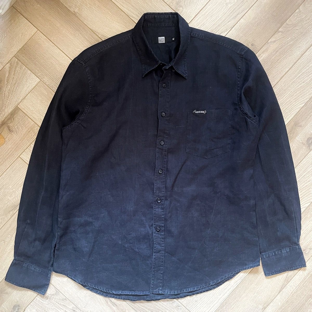Marithe + Francois Girbaud Marithé et François Girbaud Vintage Linen Black Logo Shirt Size US XL / EU 56 / 4 - 4 Thumbnail