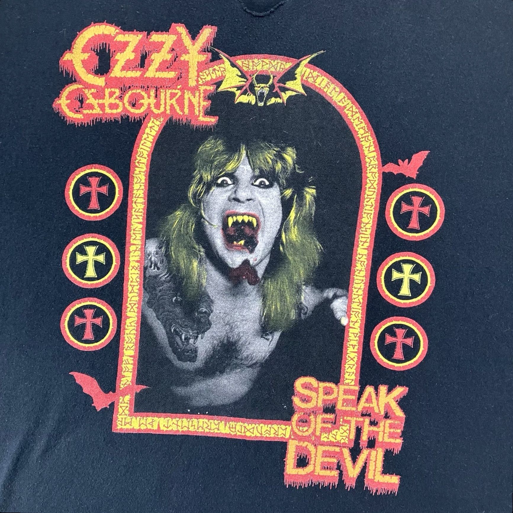 Vintage Ozzy Osbourne Graphic Print T-Shirt Speak Of The Devil 2015 Black Men's 2XL V-Neck Size US XXL / EU 58 / 5 - 3 Thumbnail