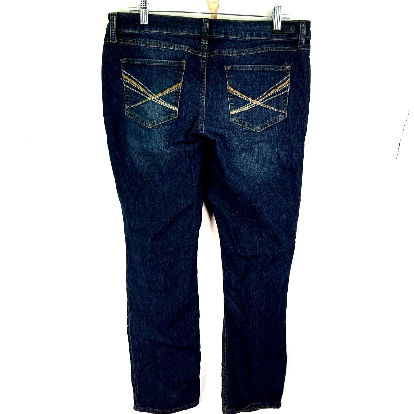 Vintage Natural Reflections Jeans Blue Denim Size 12 36X33 Regular Women Straight Leg Dark Embroidered Pockets Zipper Button Size 34" / US 12 / IT 48 - 7 Thumbnail