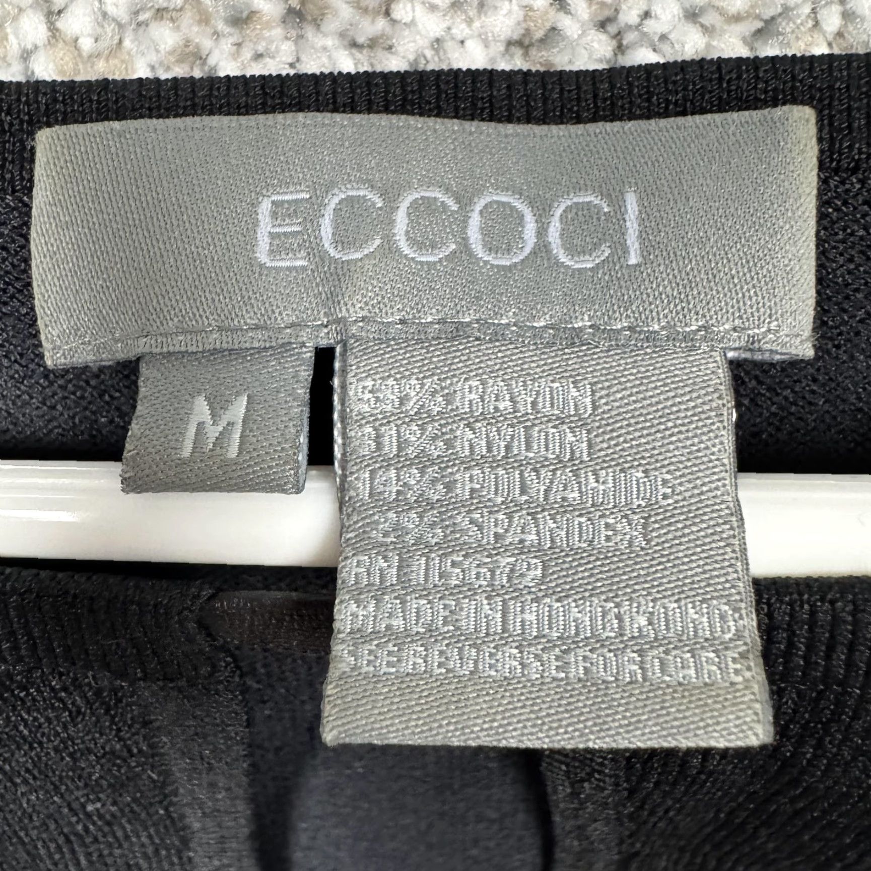 Vintage Eccoci Blouse Shirt Women M Black 3/4 Sleeve Round Neck Solid Knit Top Minimalist Date Night Modern Chic VINTAGE No Size M / US 6-8 / IT 42-44 - 6 Thumbnail
