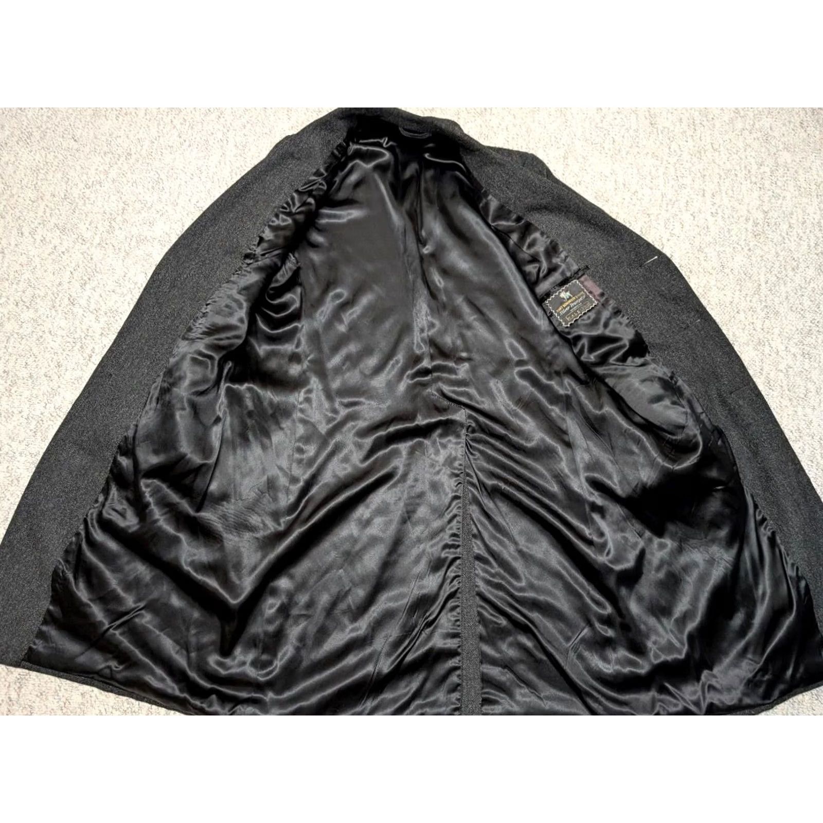 Hart Schaffner Marx VINTAGE Hart Schaffner Marx overcoat 2XL Wool Tweed Herringbone Black USA Made Coat Men 48 Chest 48in Long 19" Shoulders 28" Arms 1950s 60s Mens Size US XXL / EU 58 / 5 - 5 Thumbnail
