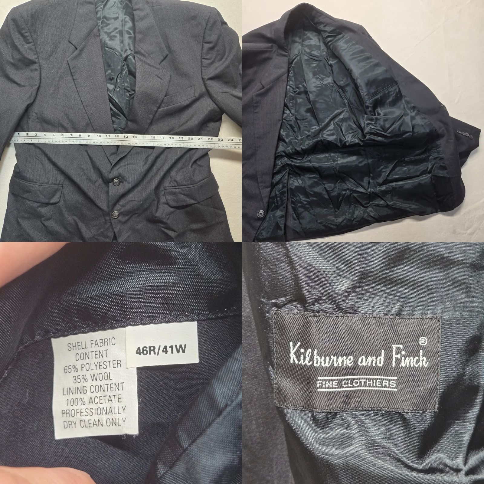 Vintage VINTAGE Kilburne and Finch Blazer Jacket Coat Black 2 Button Adult Men's Size 46R Size 46R - 8 Thumbnail