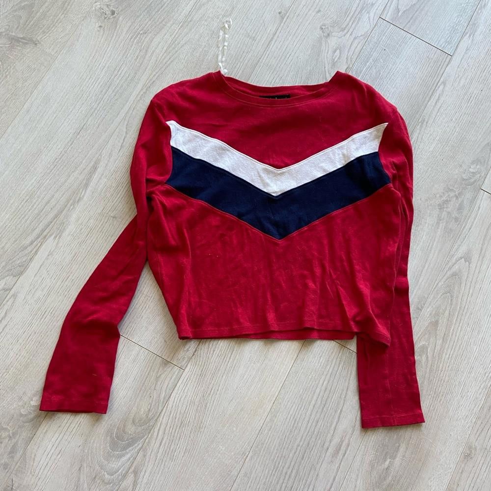 Designer Derek Heart Red Long Sleeve Crop Top Size M / US 6-8 / IT 42-44 - 1 Thumbnail