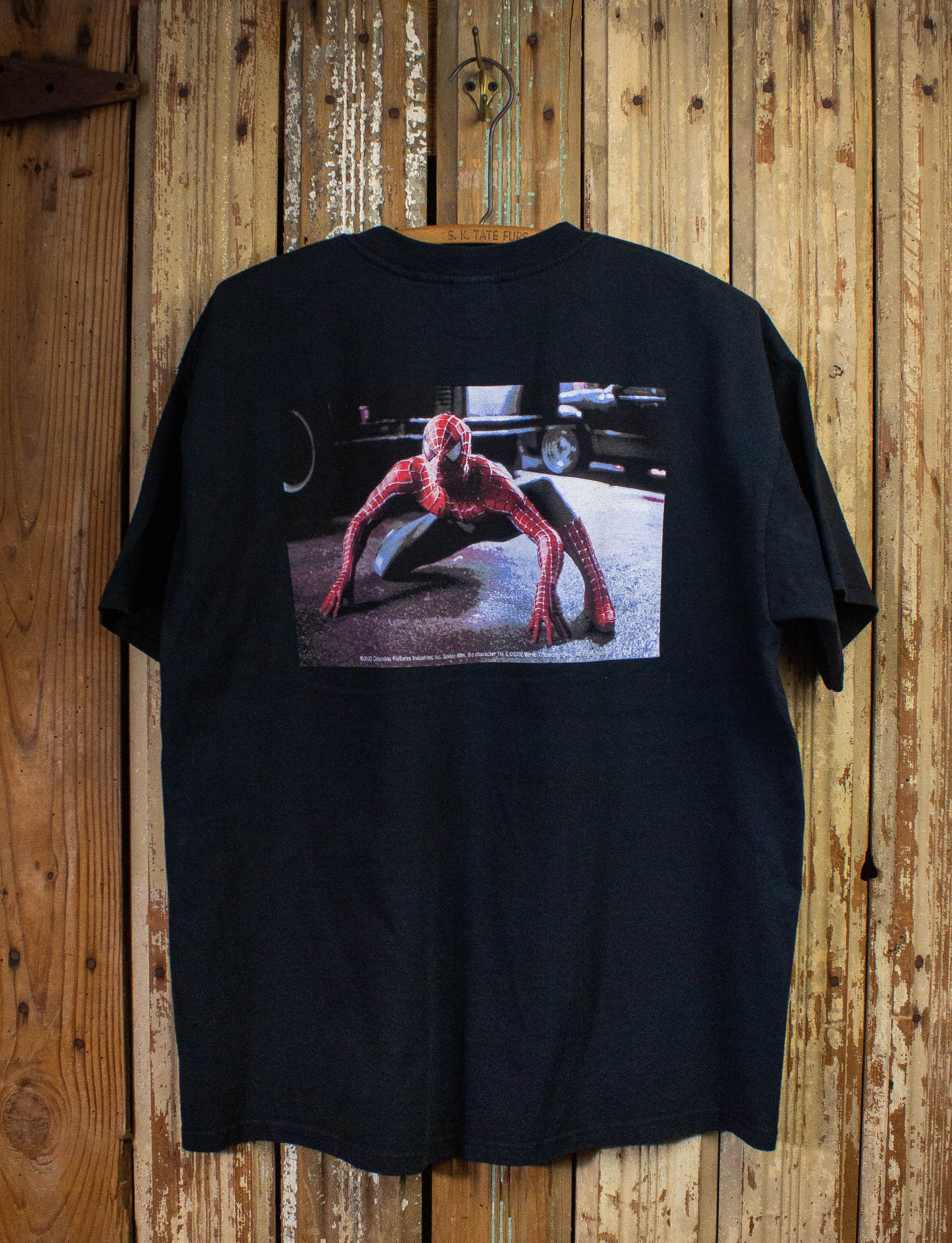 image of Vintage Spider-Man Movie Promo Graphic T Shirt 2002 in Black, Men's (Size XL)