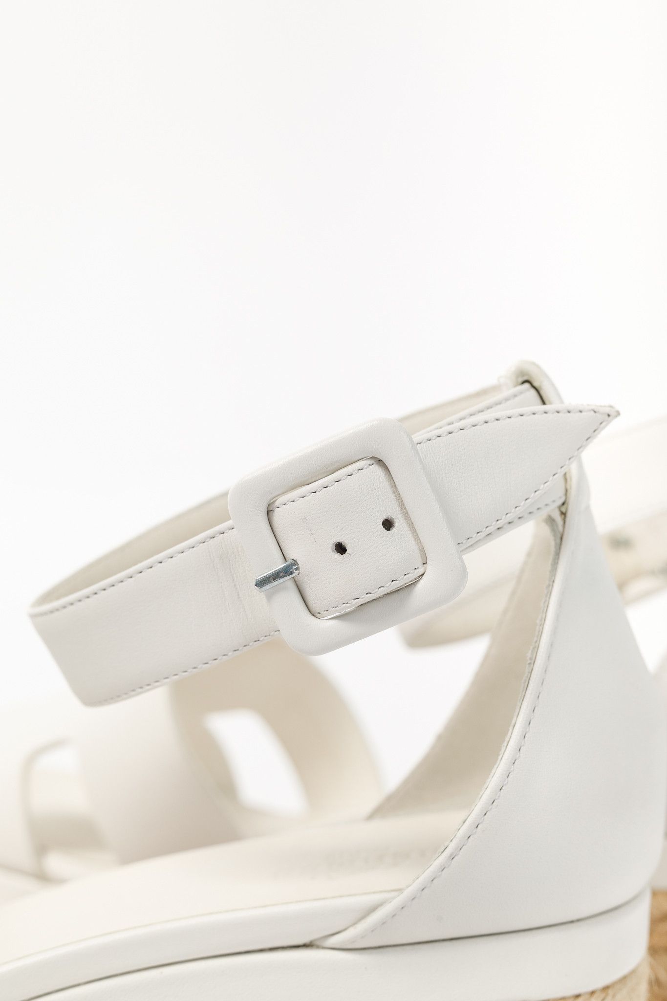 Hermes Hermes Elda White Goatskin Espadrille Wedge "H" Sandals Size US 7.5 / IT 37.5 - 9 Thumbnail
