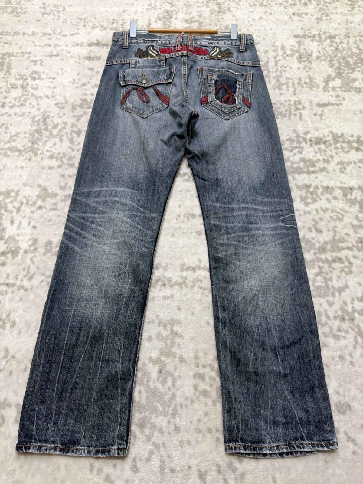 Hysteric Glamour Vintage Oririn Y2K Embroidered Straight Leg Denim Jeans Size US 31 - 1 Thumbnail